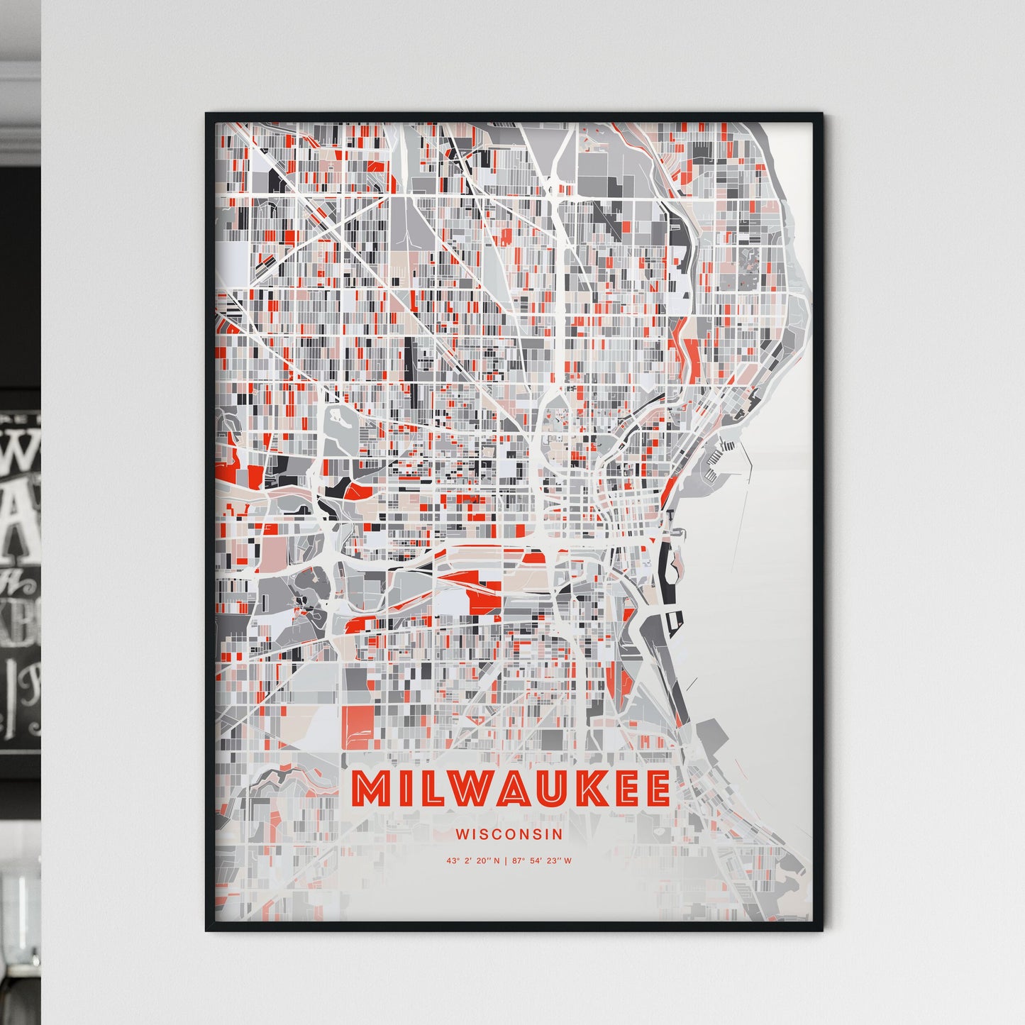 Colorful Milwaukee Wisconsin Fine Art Map Modern Expressive