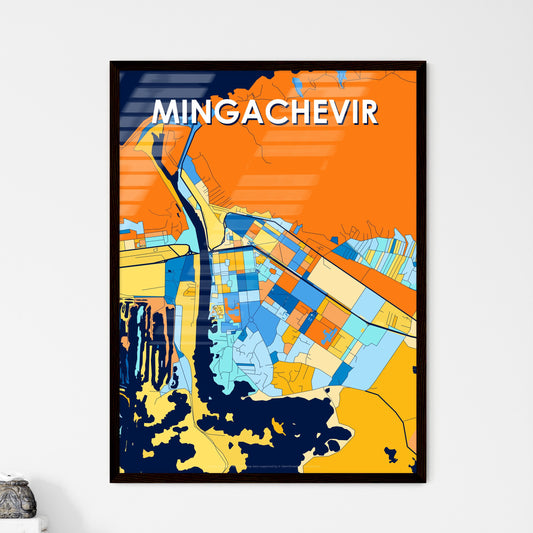 MINGACHEVIR AZERBAIJAN Vibrant Colorful Art Map Poster Blue Orange