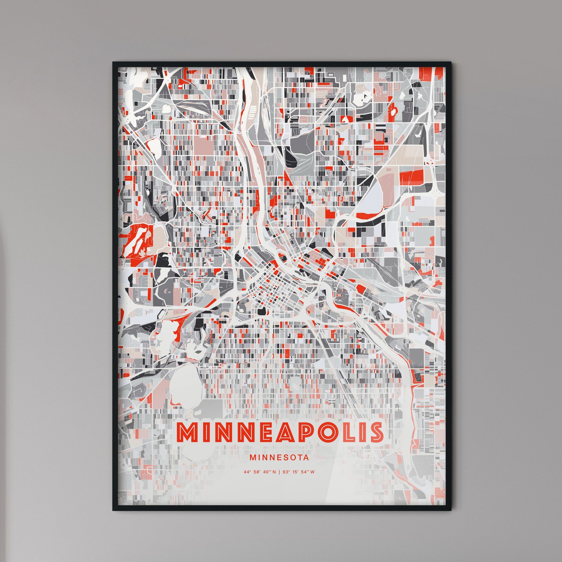Colorful Minneapolis Minnesota Fine Art Map Modern Expressive
