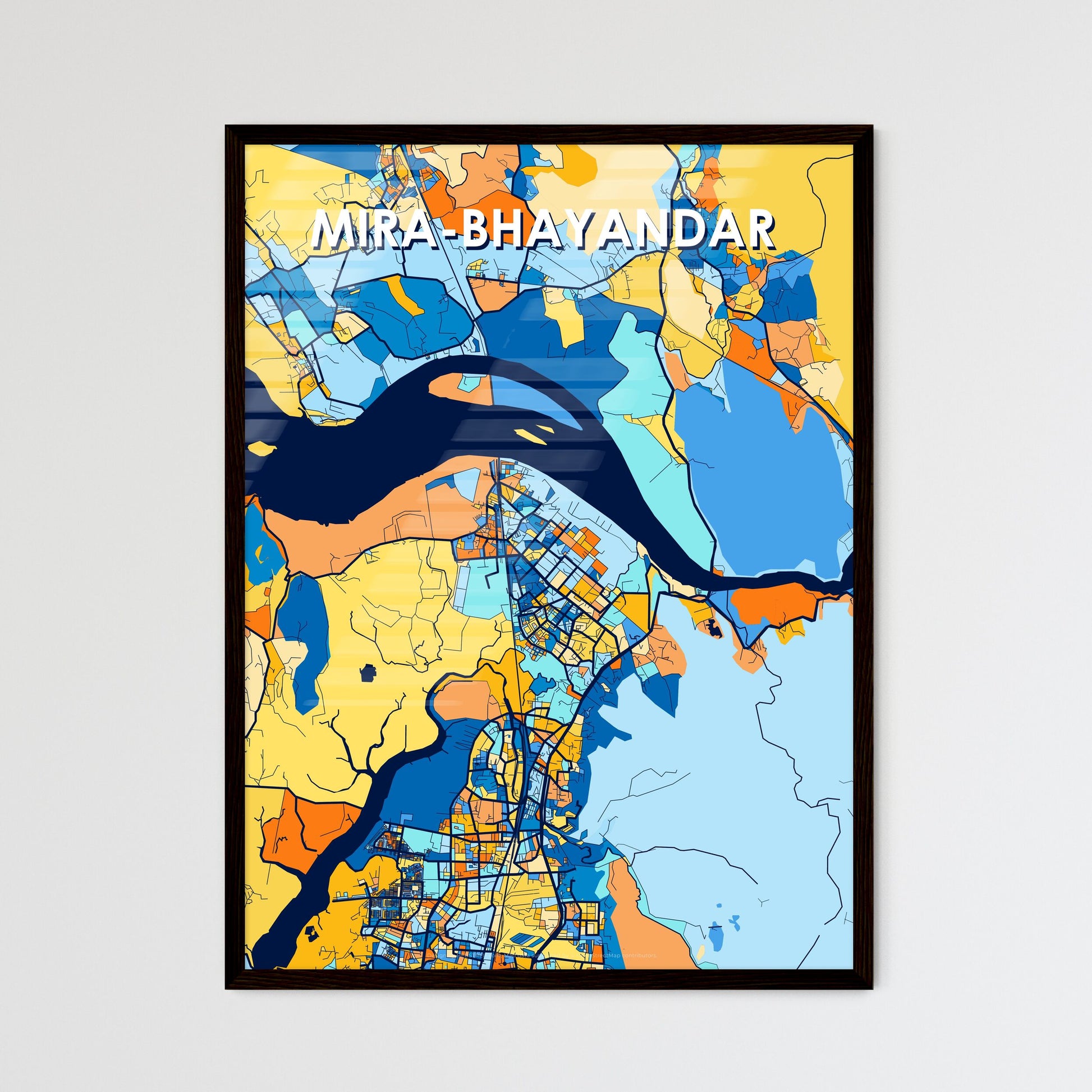 MIRA-BHAYANDAR INDIA Vibrant Colorful Art Map Poster Blue Orange