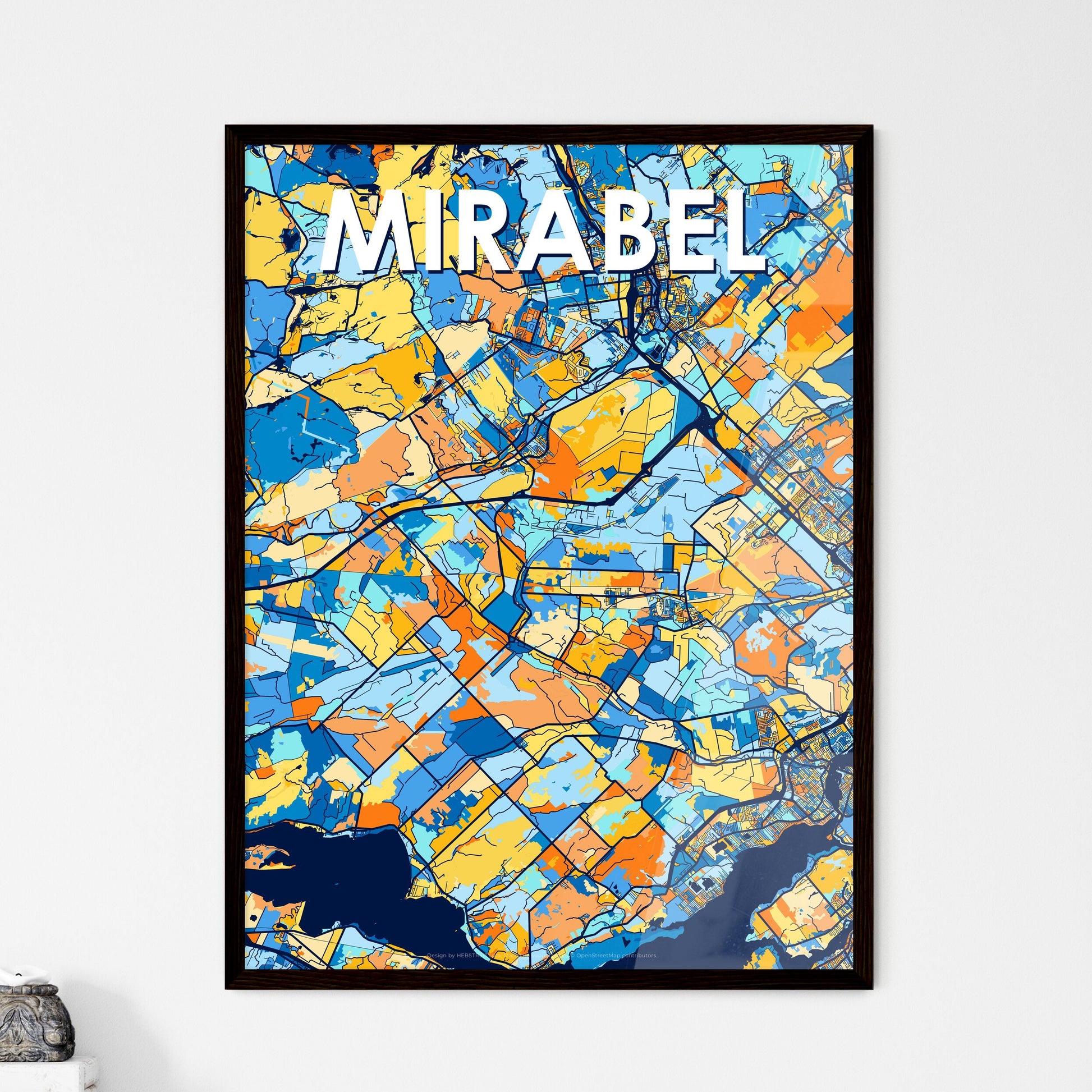 MIRABEL CANADA Vibrant Colorful Art Map Poster Blue Orange