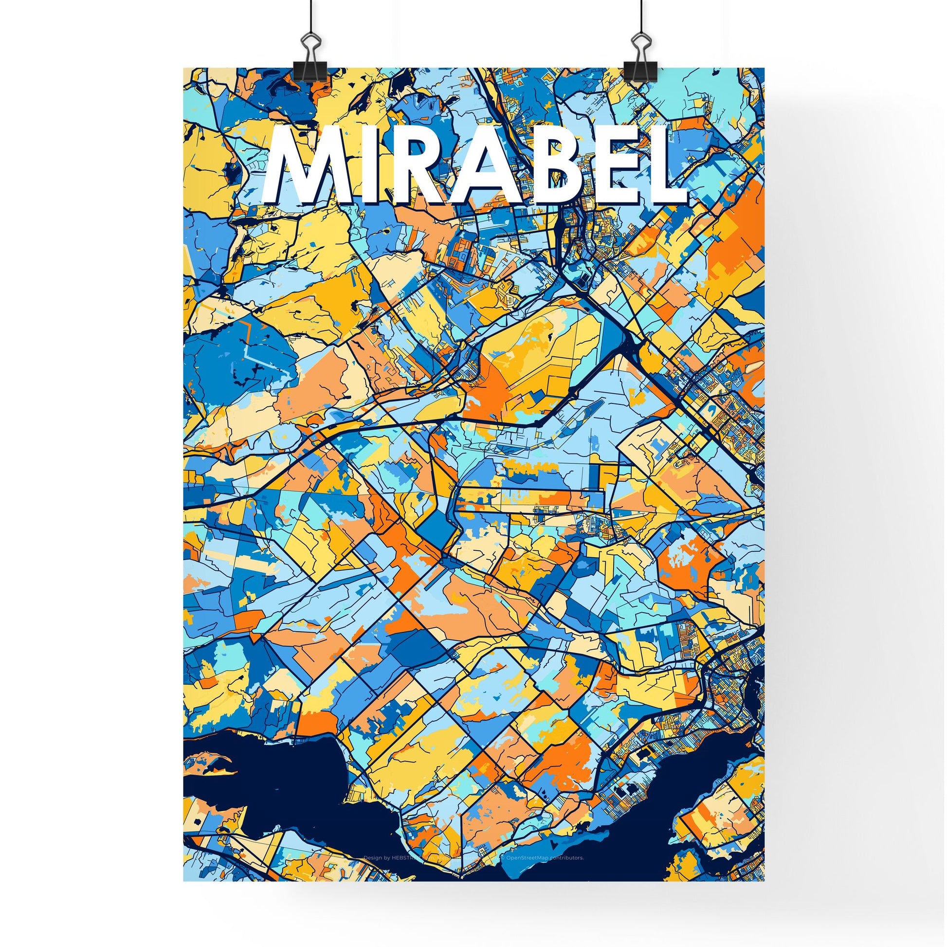 MIRABEL CANADA Vibrant Colorful Art Map Poster Blue Orange