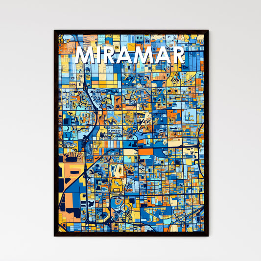 MIRAMAR FLORIDA Vibrant Colorful Art Map Poster Blue Orange