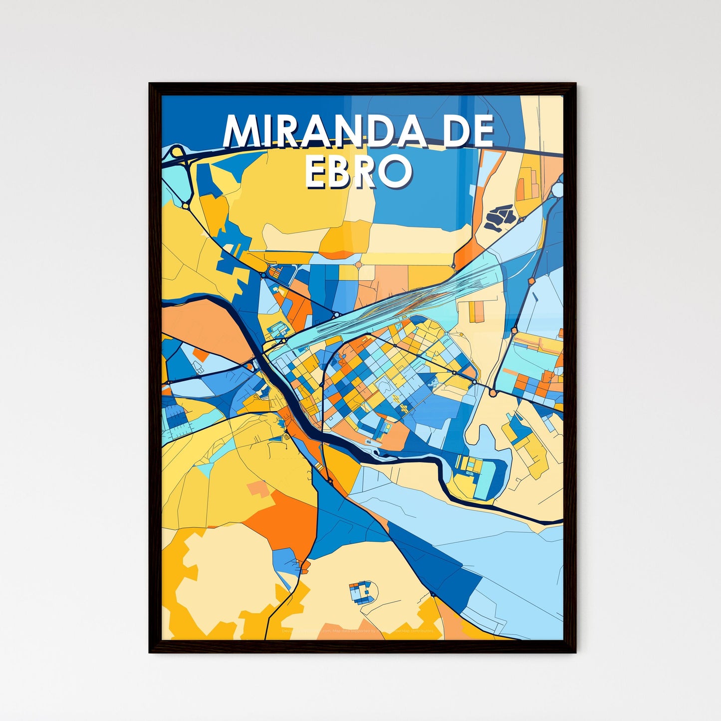 MIRANDA DE EBRO SPAIN Vibrant Colorful Art Map Poster Blue Orange