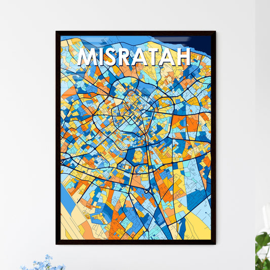 MISRATAH LIBYA Vibrant Colorful Art Map Poster Blue Orange