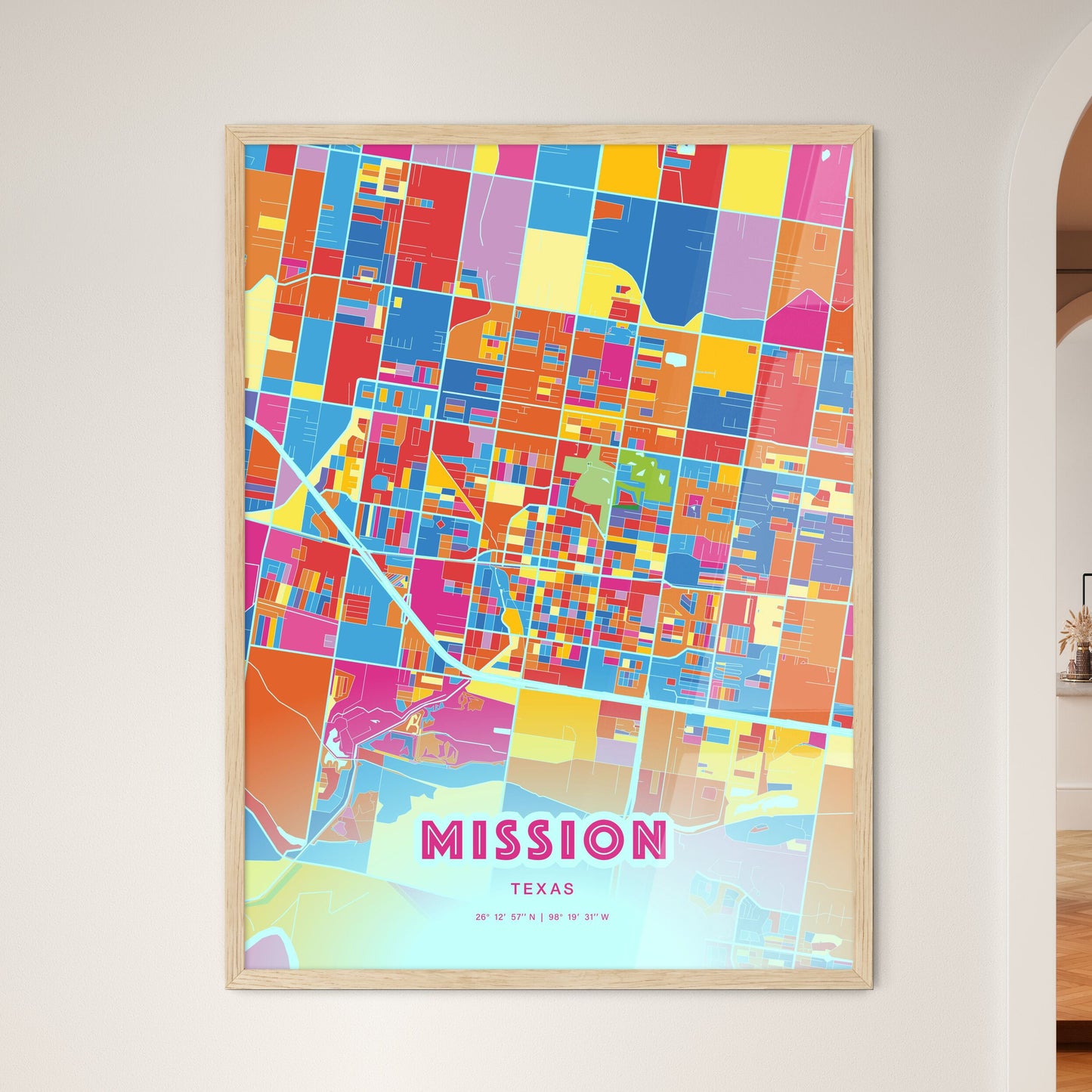 Colorful Mission Texas Fine Art Map Crazy Colors