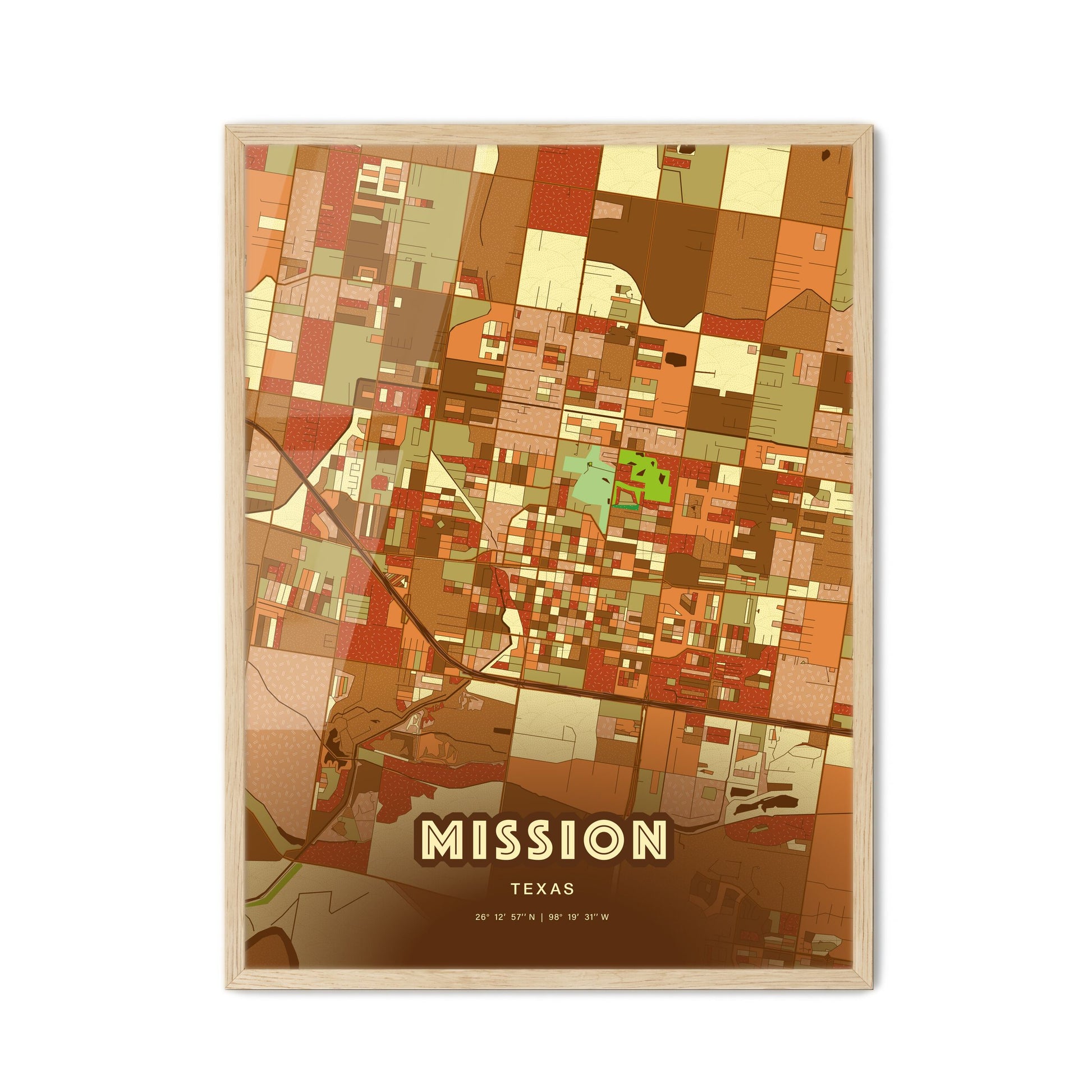 Colorful Mission Texas Fine Art Map Farmhouse