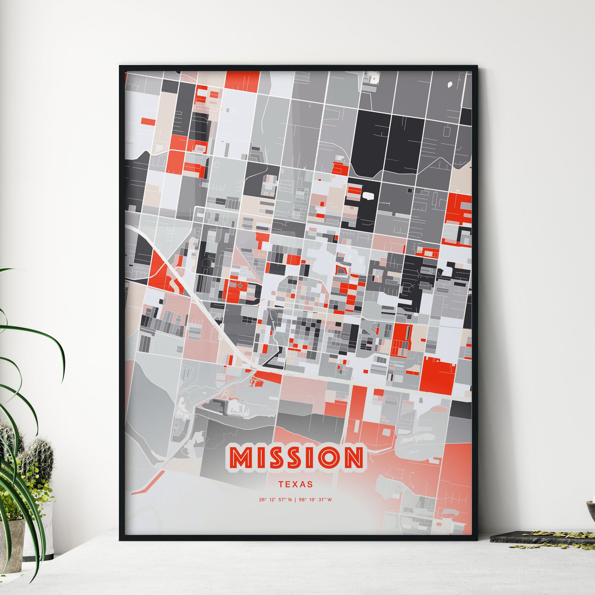 Colorful Mission Texas Fine Art Map Modern Expressive