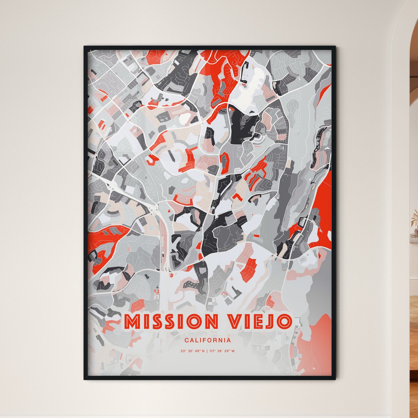 Colorful Mission Viejo California Fine Art Map Modern Expressive