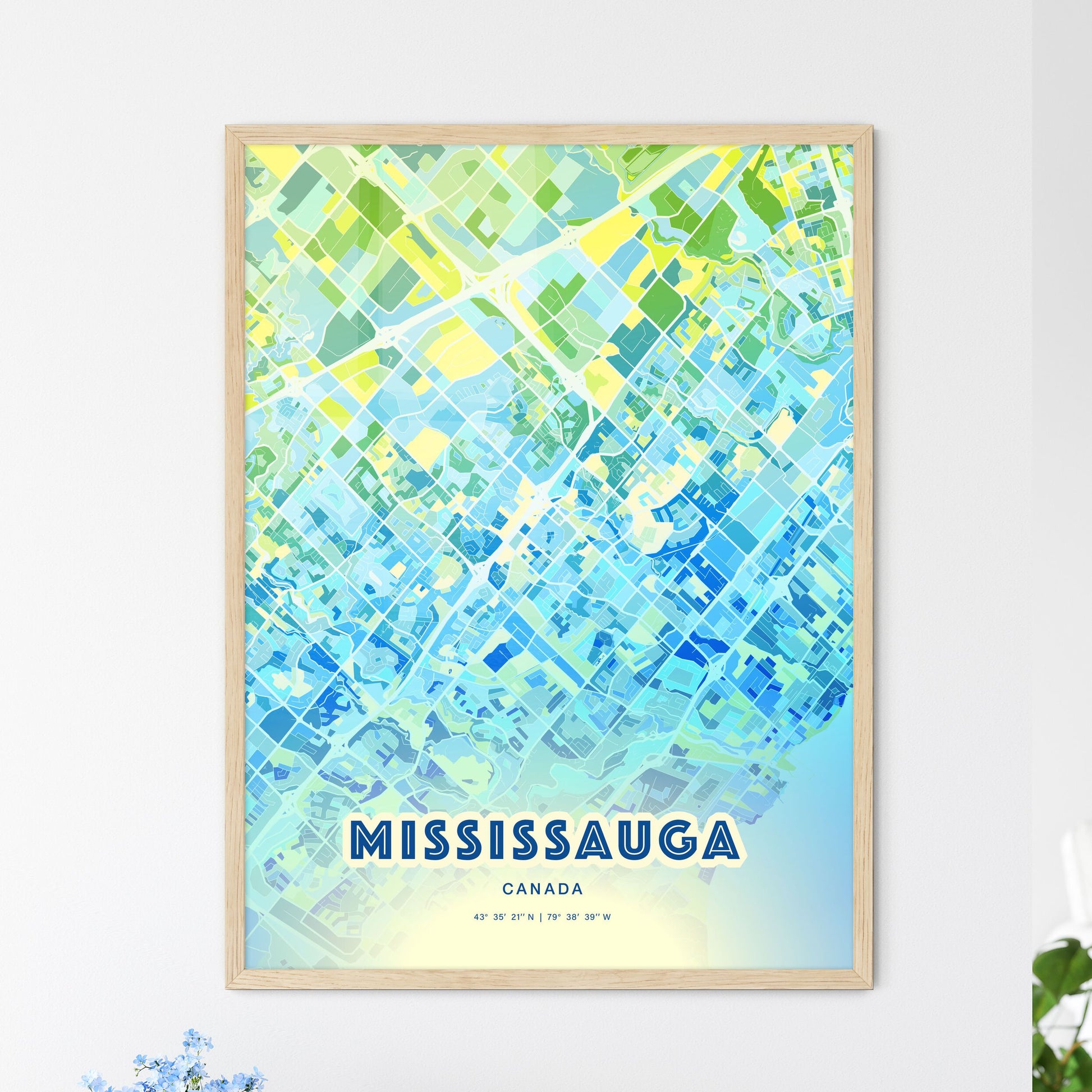 Colorful Mississauga Canada Fine Art Map Cool Blue