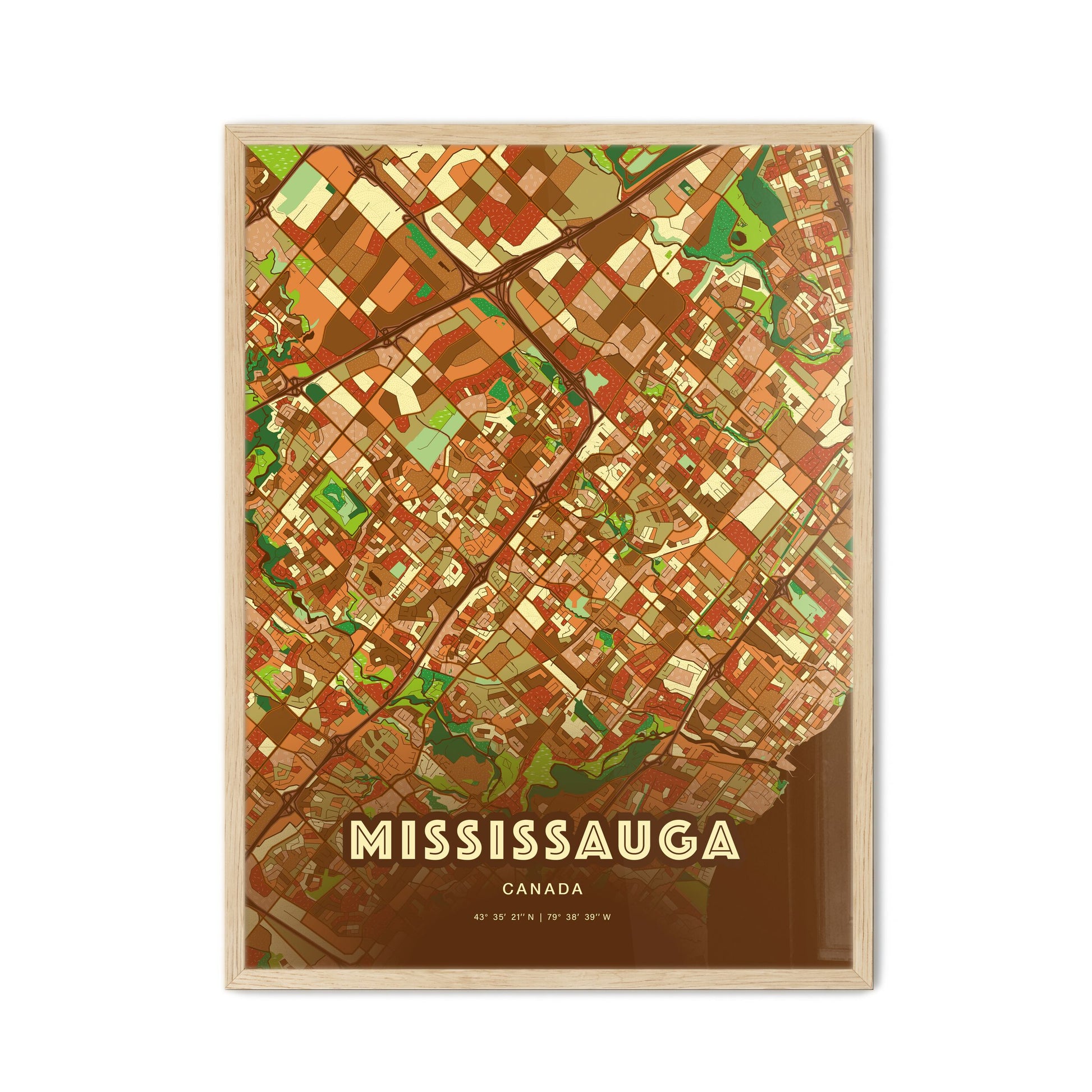 Colorful Mississauga Canada Fine Art Map Farmhouse