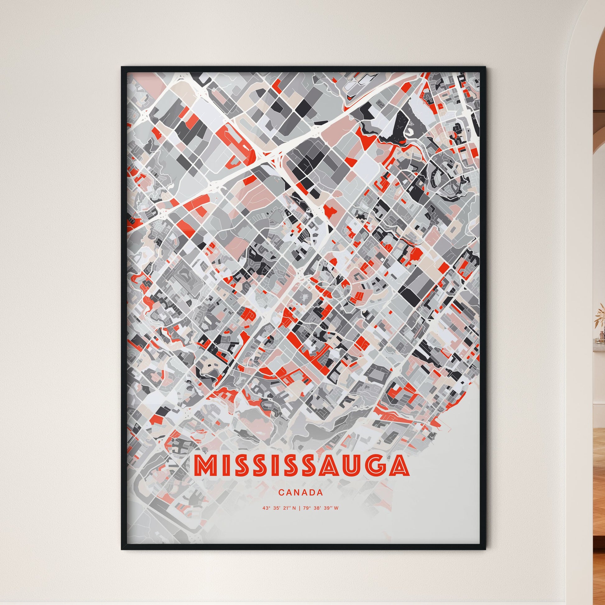 Colorful Mississauga Canada Fine Art Map Modern Expressive