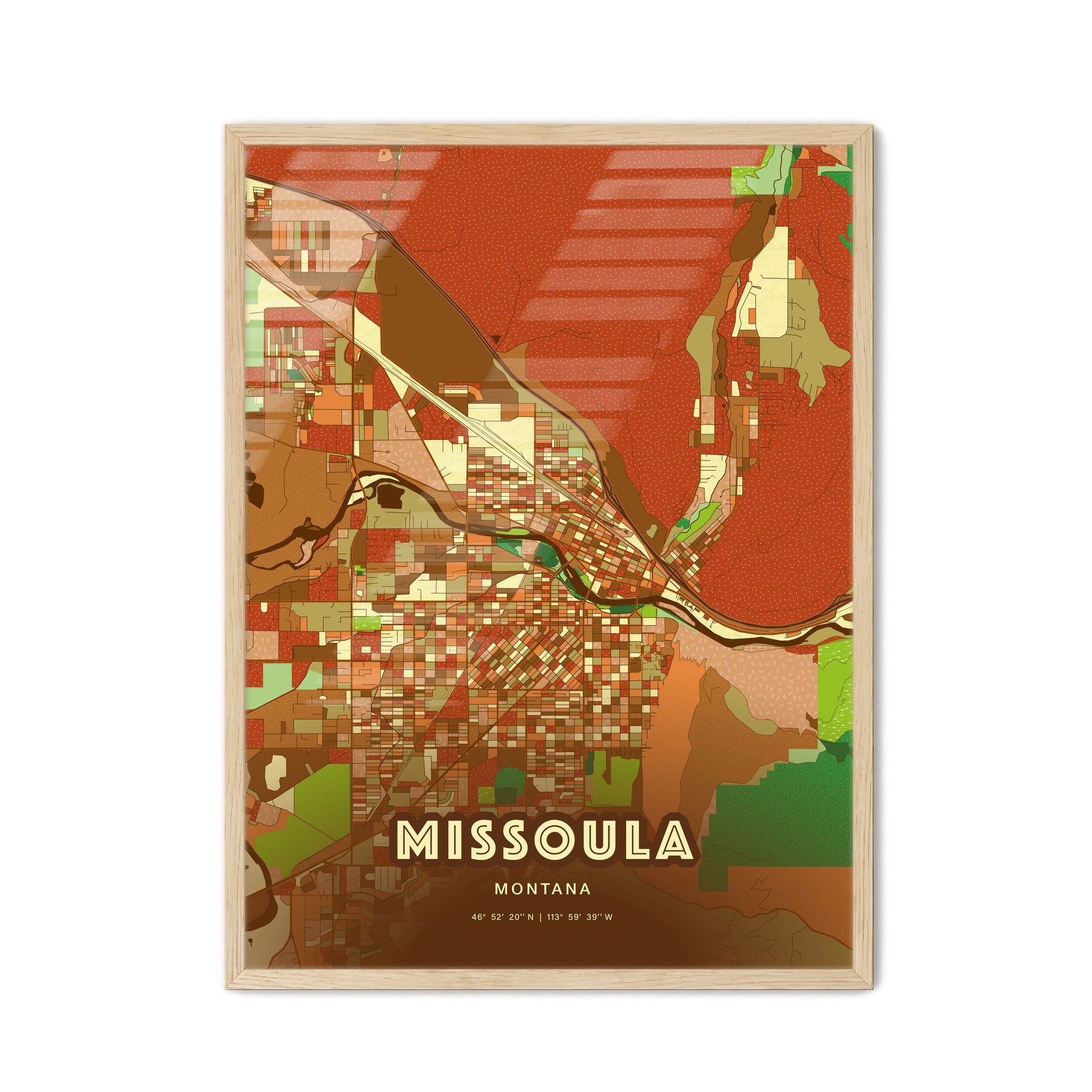 Colorful Missoula Montana Fine Art Map Farmhouse
