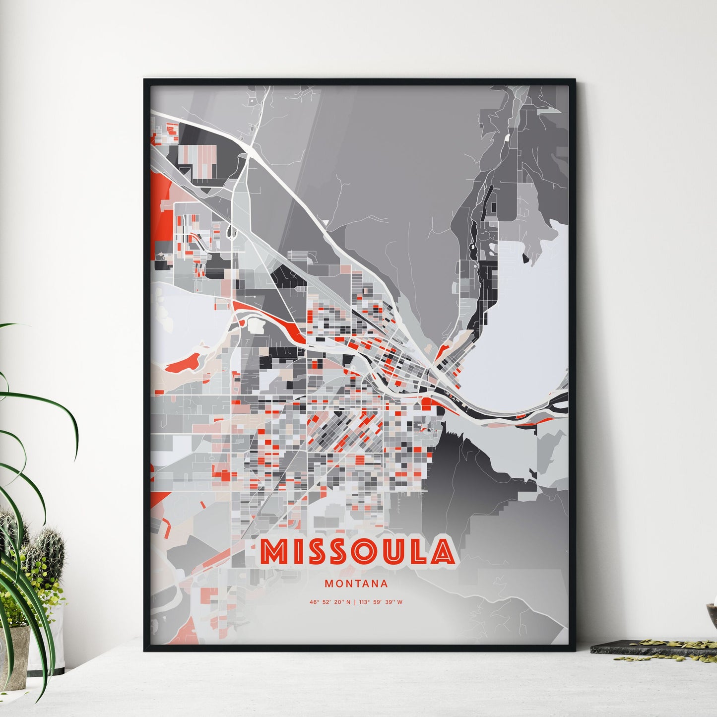 Colorful Missoula Montana Fine Art Map Modern Expressive