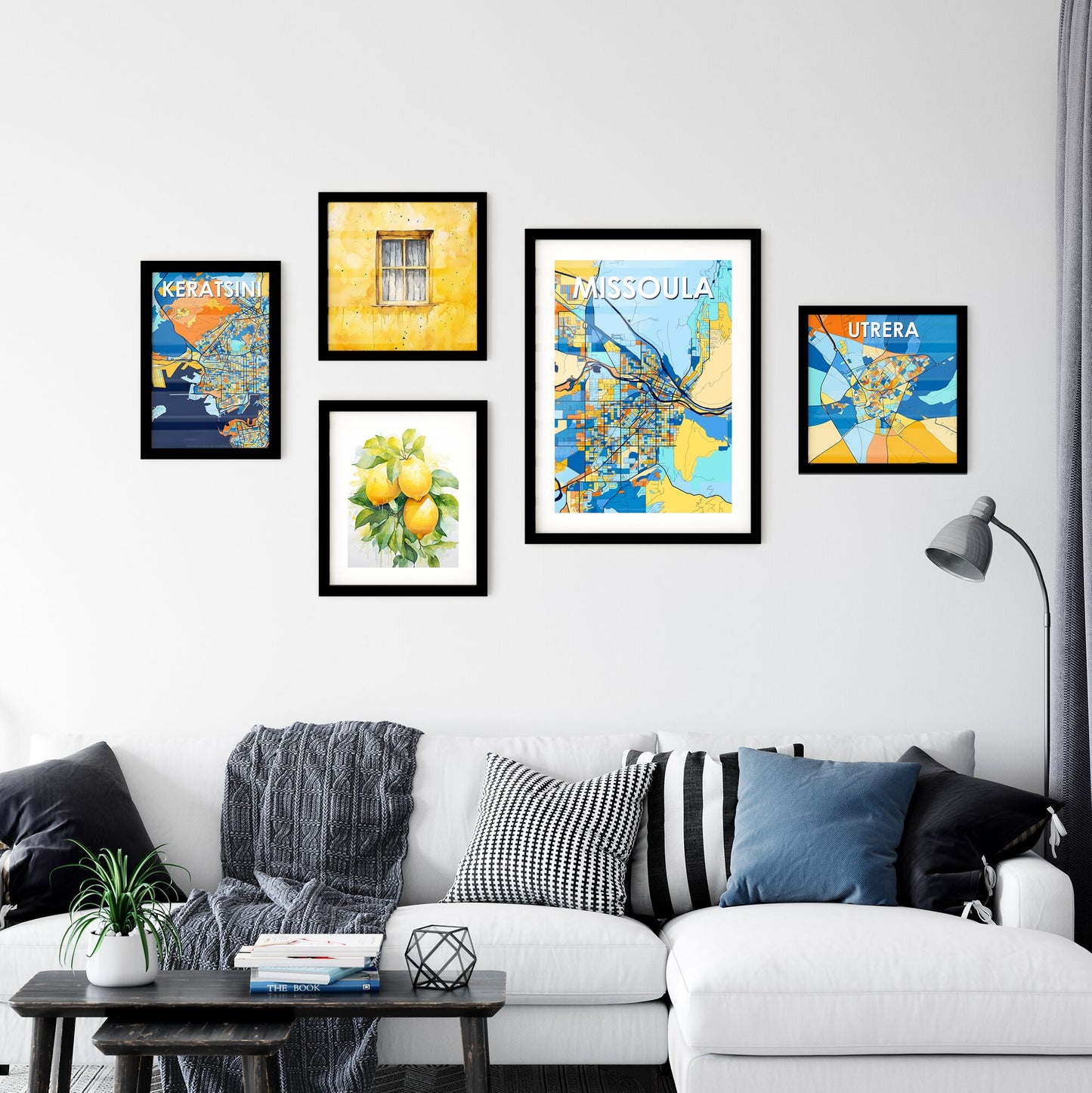 MISSOULA MONTANA Vibrant Colorful Art Map Poster Blue Orange