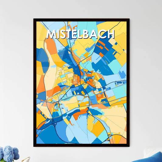 MISTELBACH AUSTRIA Vibrant Colorful Art Map Poster Blue Orange