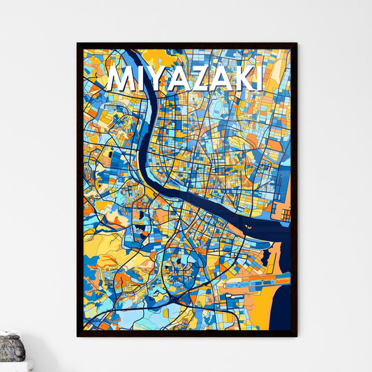 MIYAZAKI JAPAN Vibrant Colorful Art Map Poster Blue Orange