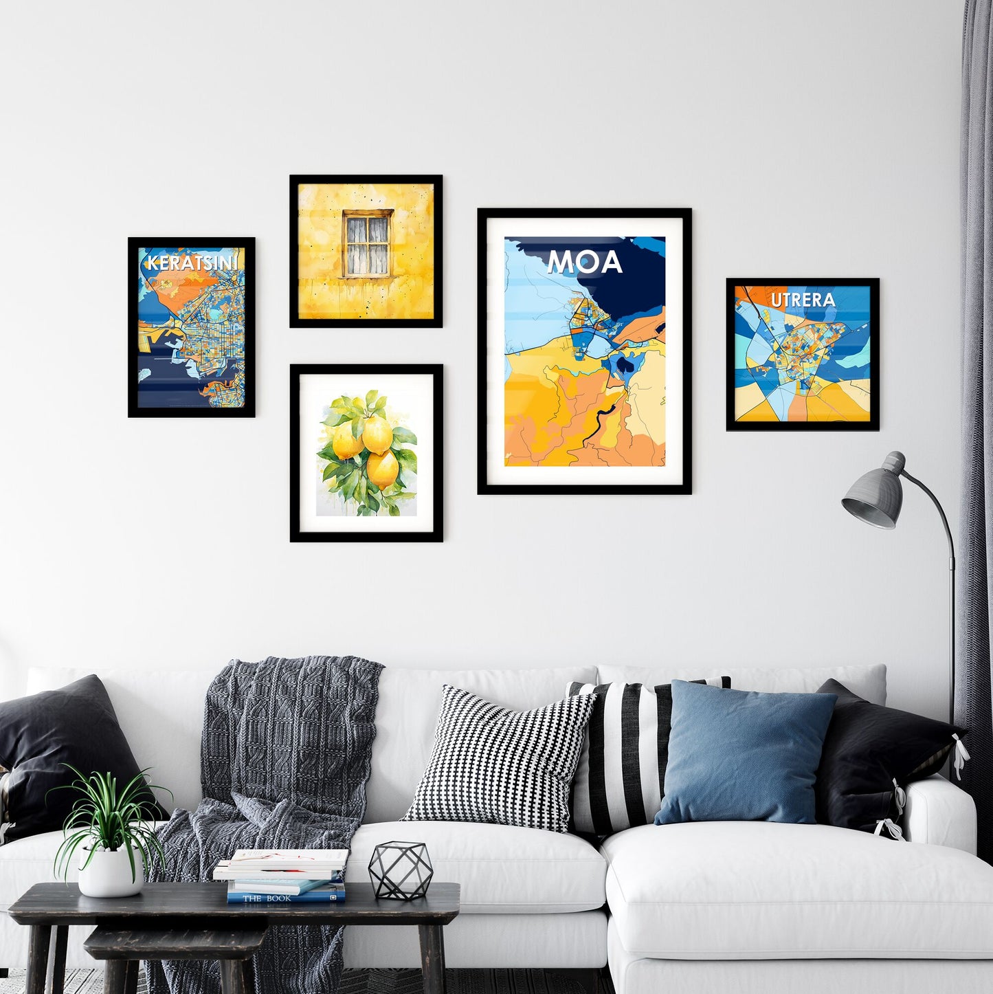 MOA CUBA Vibrant Colorful Art Map Poster Blue Orange