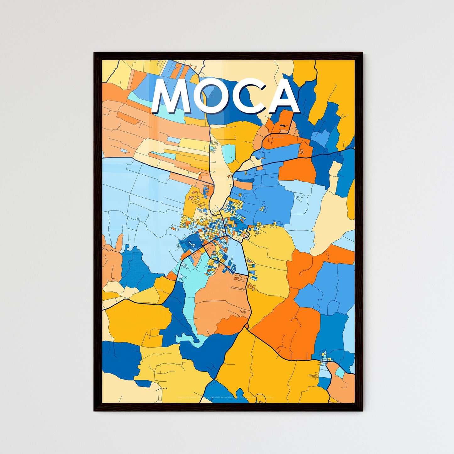 MOCA DOMINICAN REPUBLIC Vibrant Colorful Art Map Poster Blue Orange