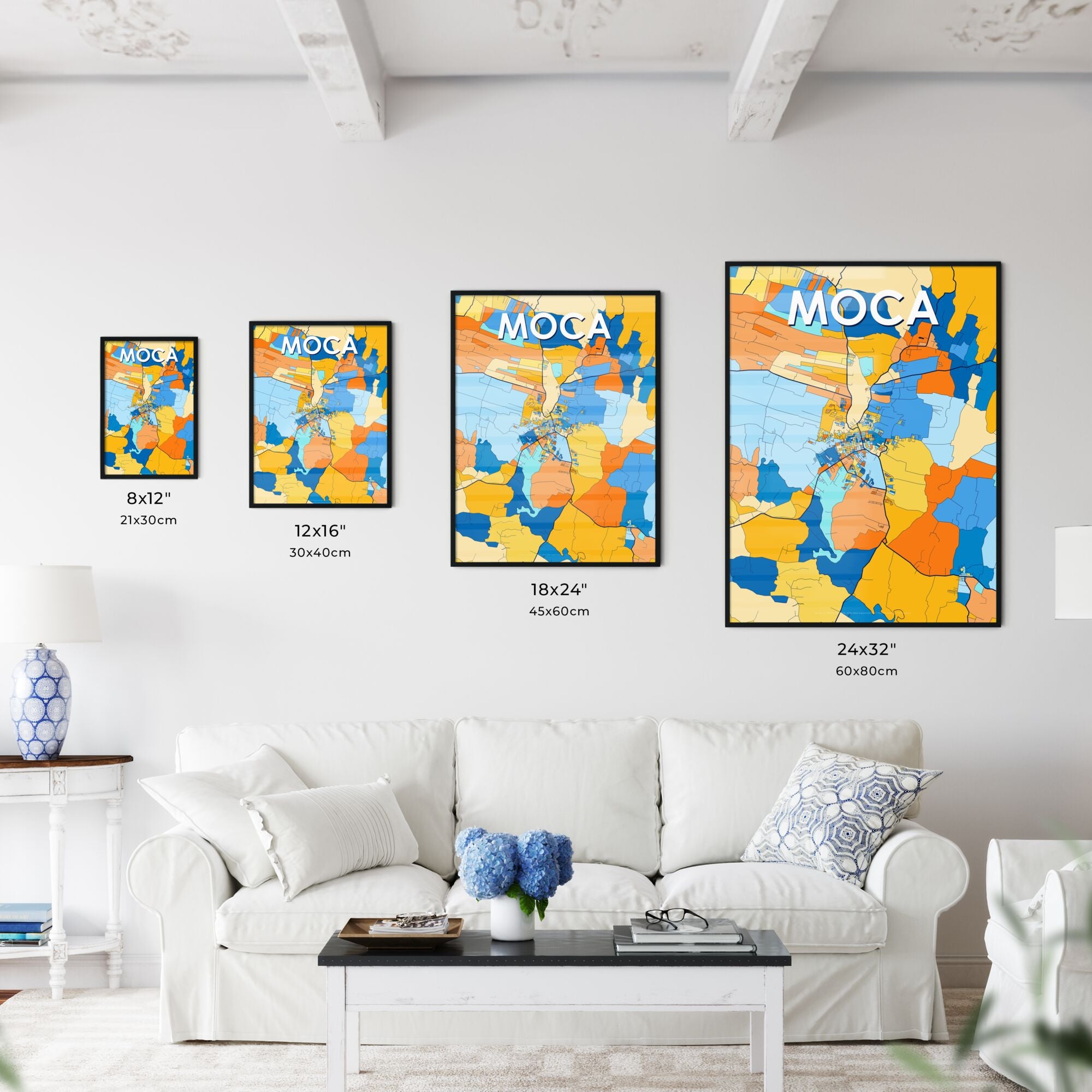Moca Dominican Republic Vibrant Map Poster – HEBSTREIT