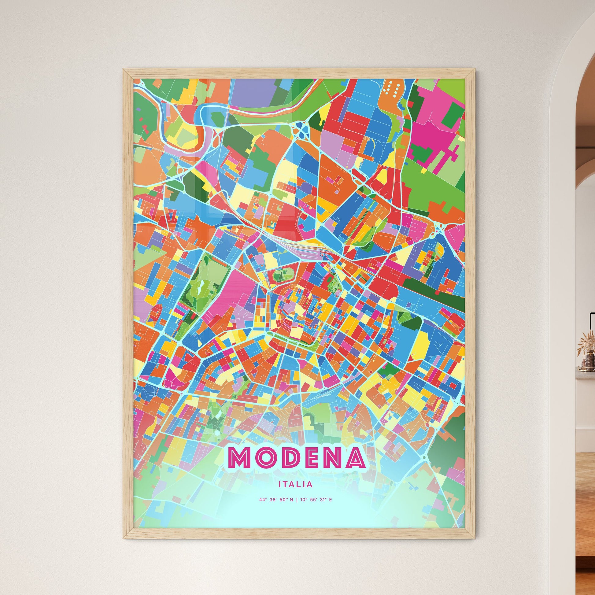 Colorful Modena Italy Fine Art Map Crazy Colors