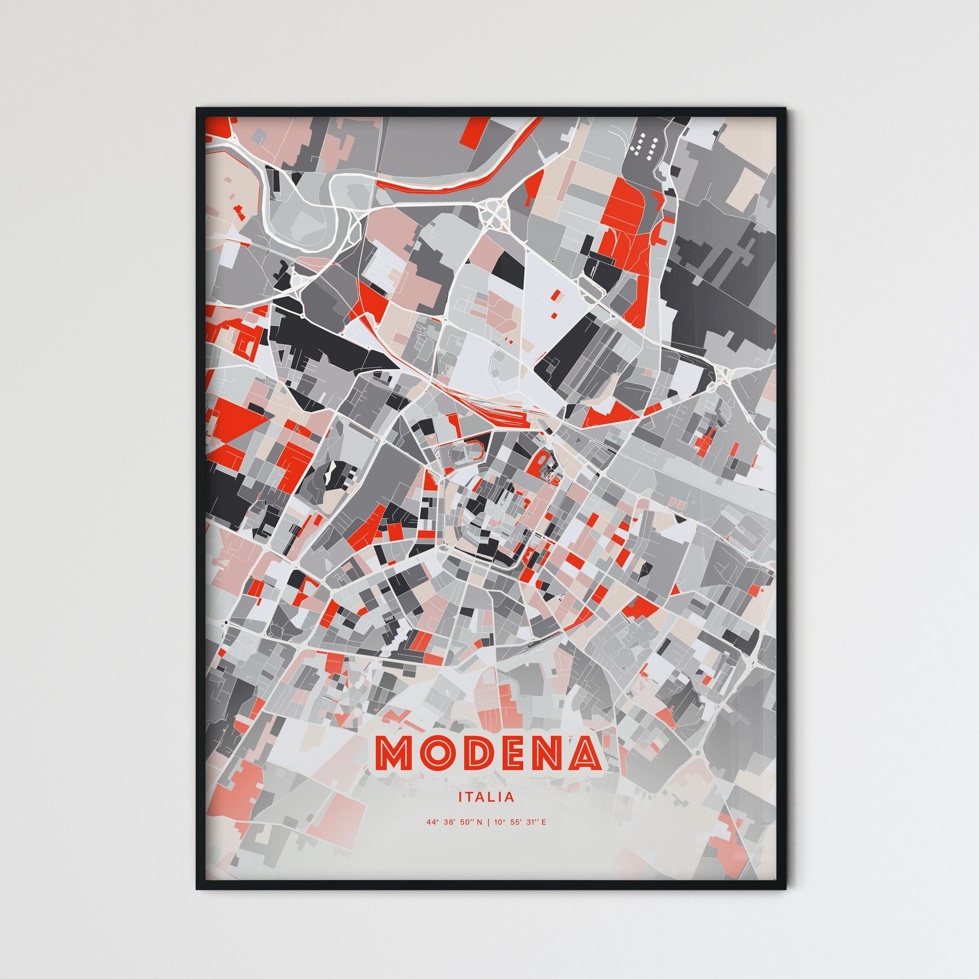Colorful Modena Italy Fine Art Map Modern Expressive