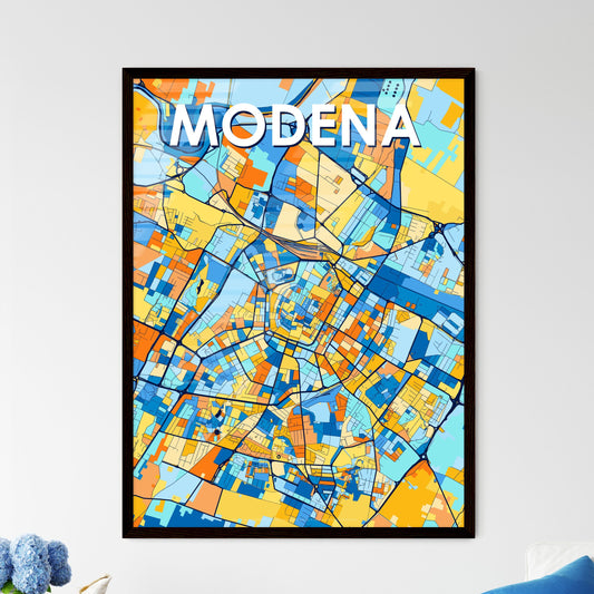 MODENA ITALY Vibrant Colorful Art Map Poster Blue Orange