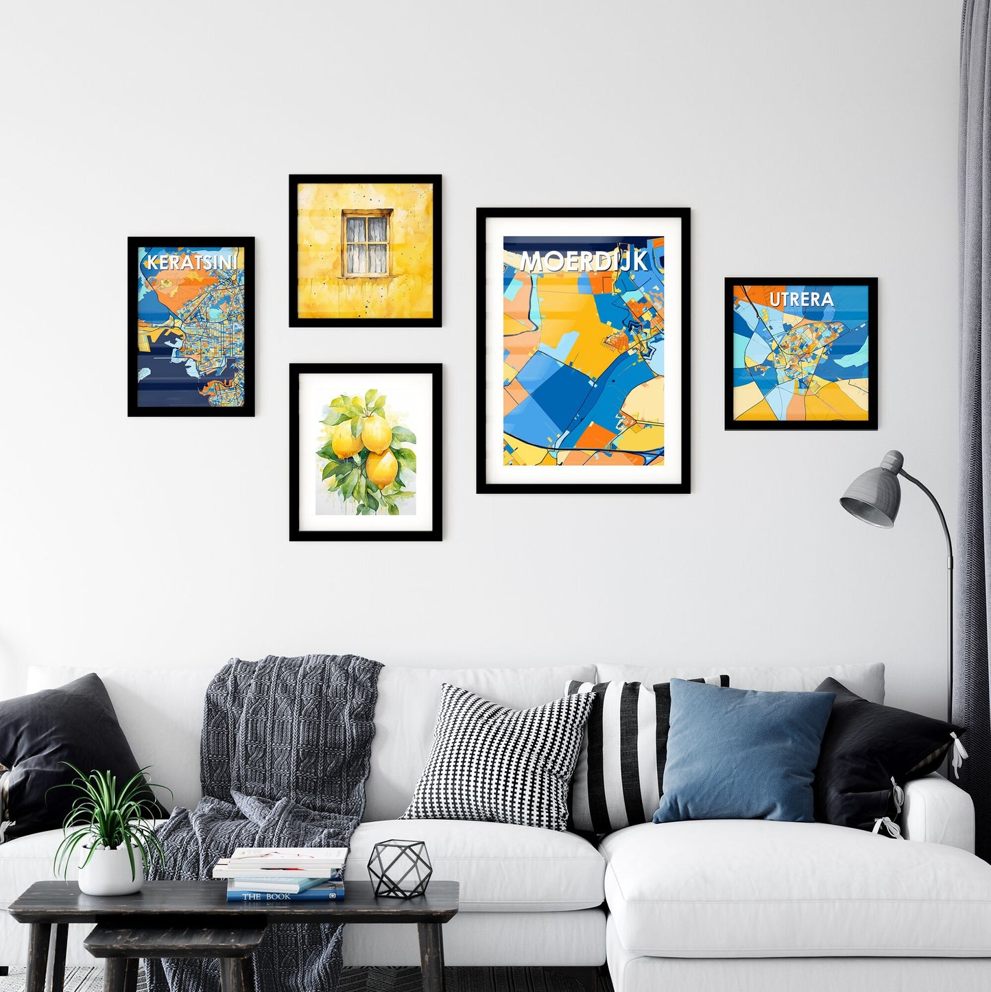 MOERDIJK NETHERLANDS Vibrant Colorful Art Map Poster Blue Orange