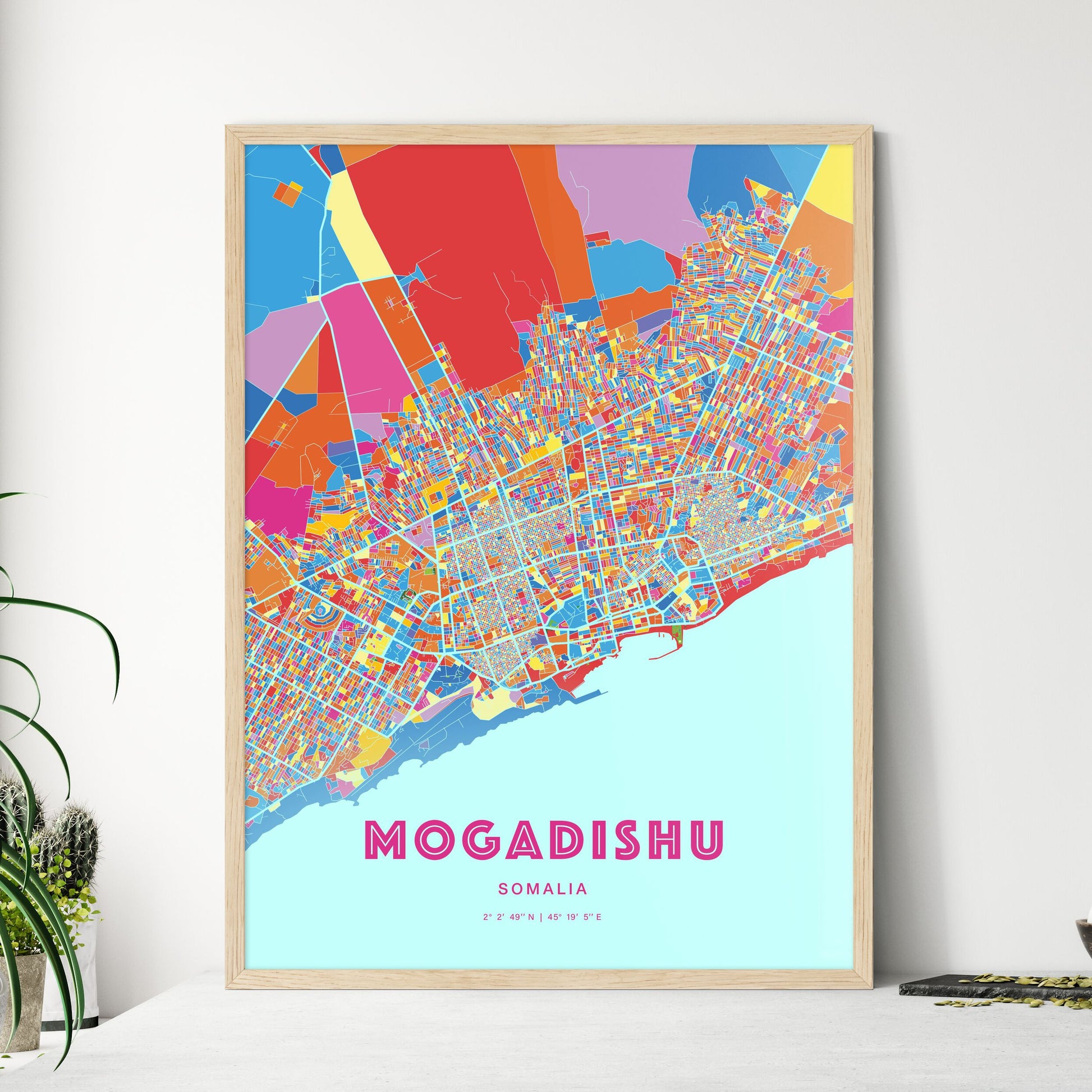 Colorful Mogadishu Somalia Fine Art Map Crazy Colors