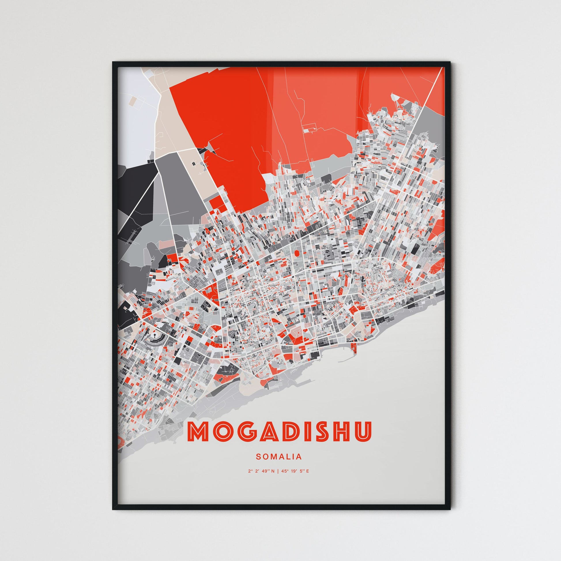 Colorful Mogadishu Somalia Fine Art Map Modern Expressive