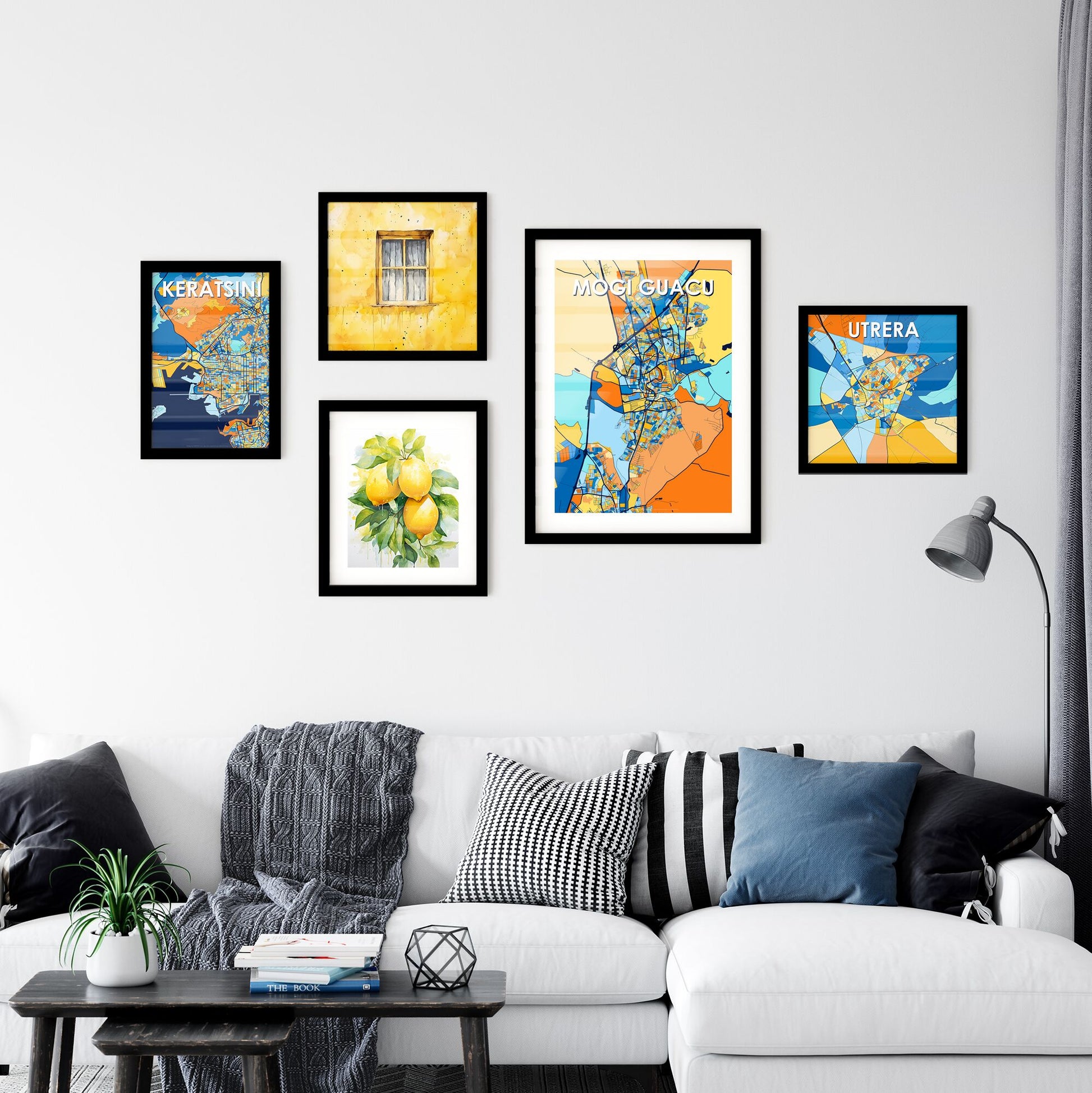 MOGI GUACU BRAZIL Vibrant Colorful Art Map Poster Blue Orange