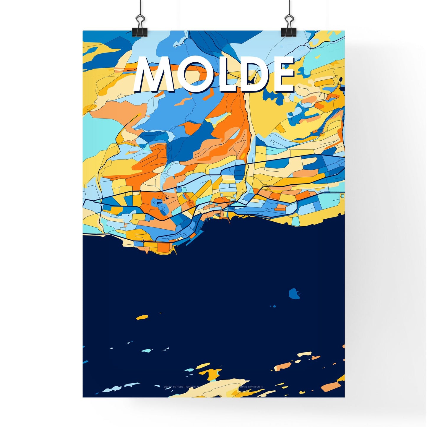 MOLDE NORWAY Vibrant Colorful Art Map Poster