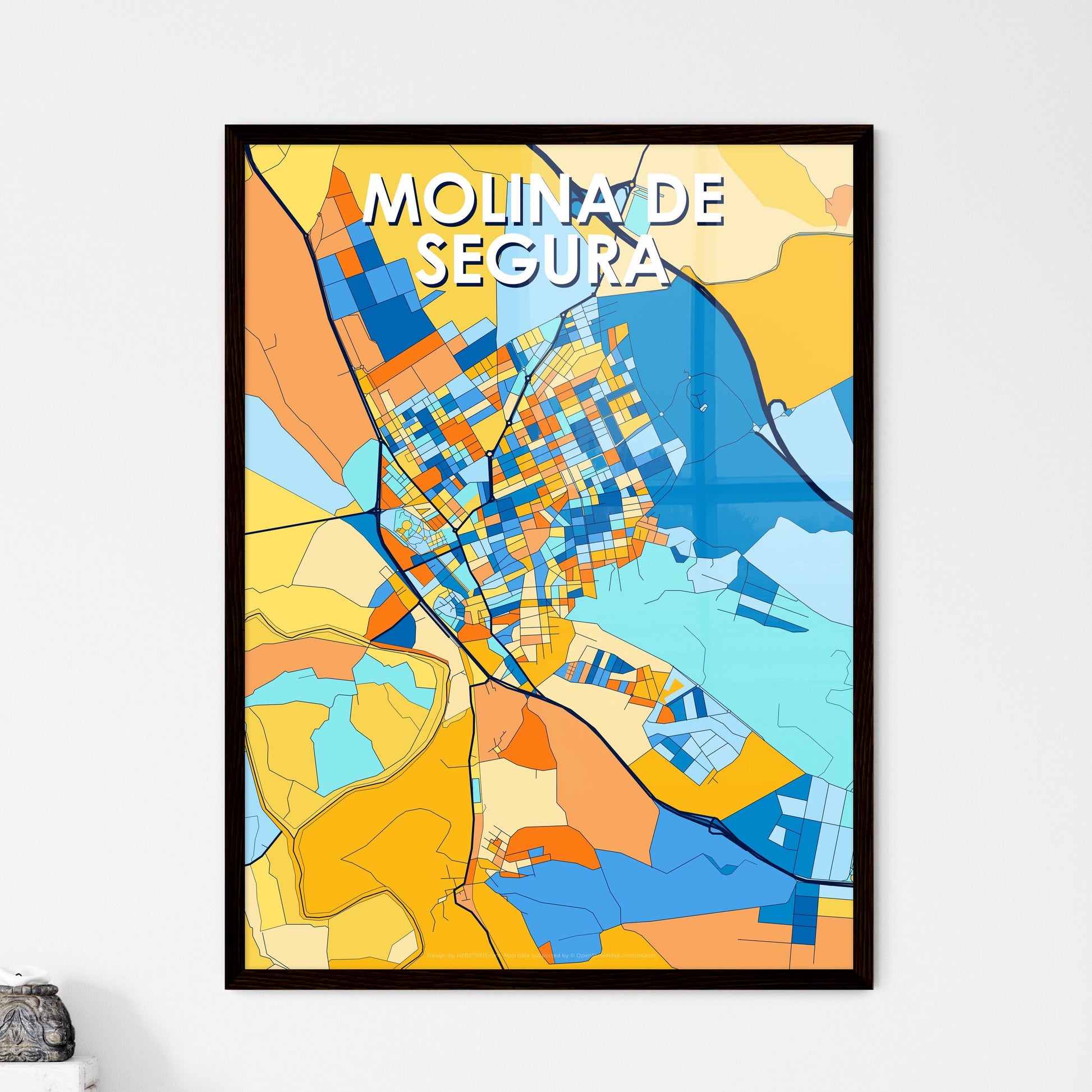 MOLINA DE SEGURA SPAIN Vibrant Colorful Art Map Poster Blue Orange