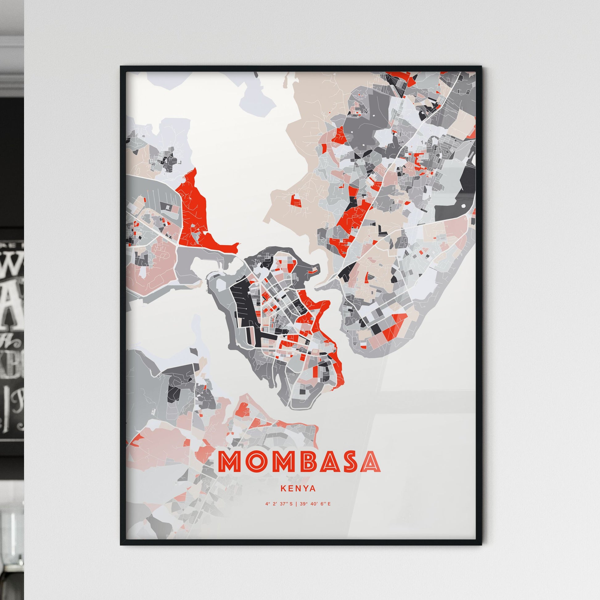 Colorful Mombasa Kenya Fine Art Map Modern Expressive