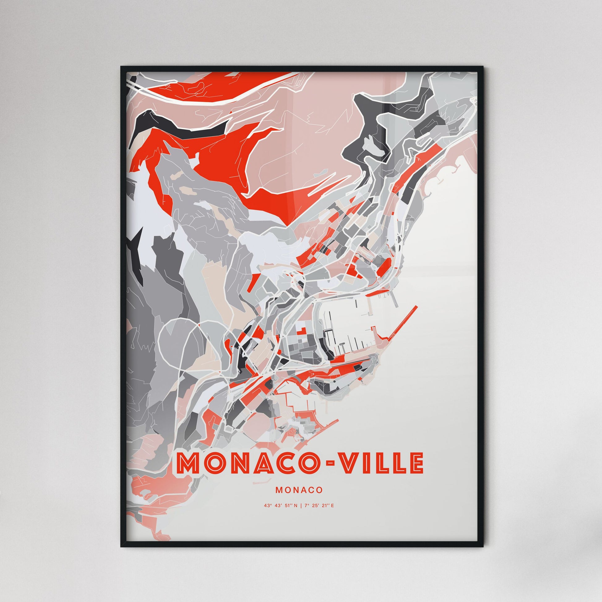 Colorful Monaco-Ville Monaco Fine Art Map Modern Expressive