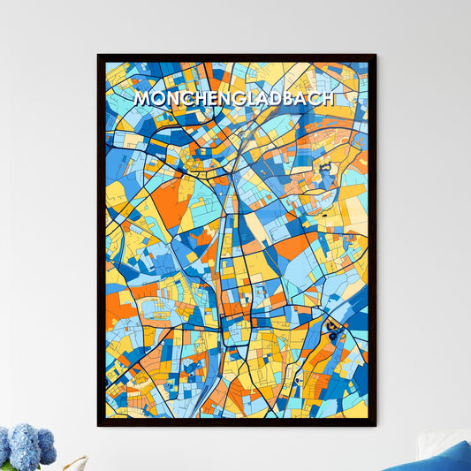 MONCHENGLADBACH GERMANY Vibrant Colorful Art Map Poster Blue Orange