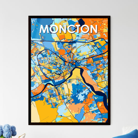 MONCTON CANADA Vibrant Colorful Art Map Poster Blue Orange