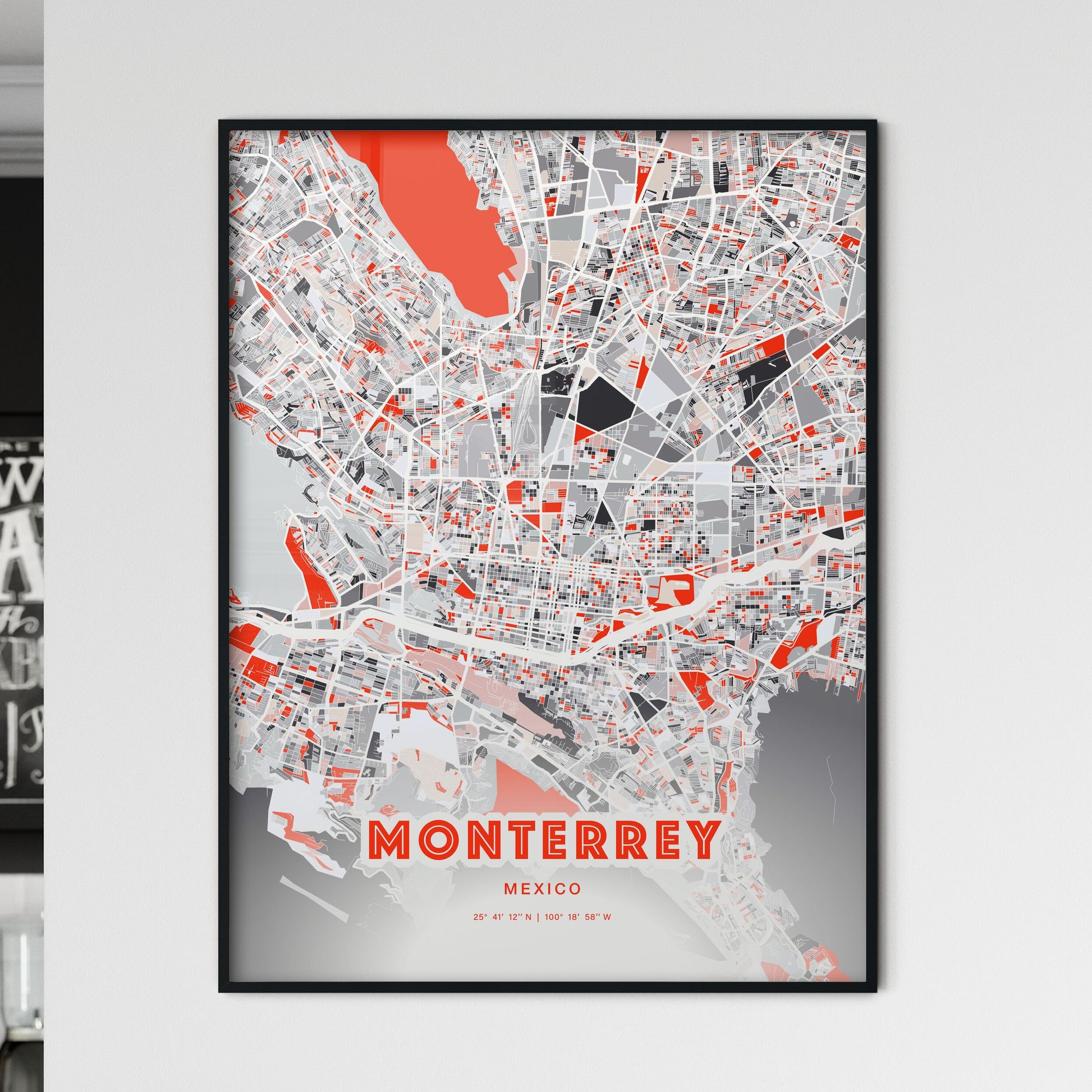 Colorful Monterrey Mexico Fine Art Map Modern Expressive