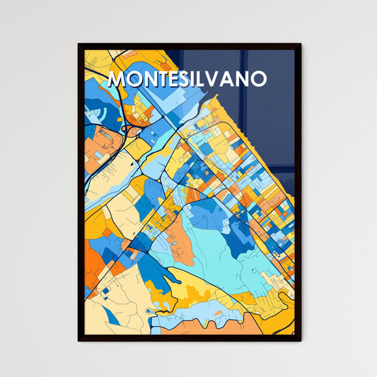 MONTESILVANO ITALY Vibrant Colorful Art Map Poster Blue Orange