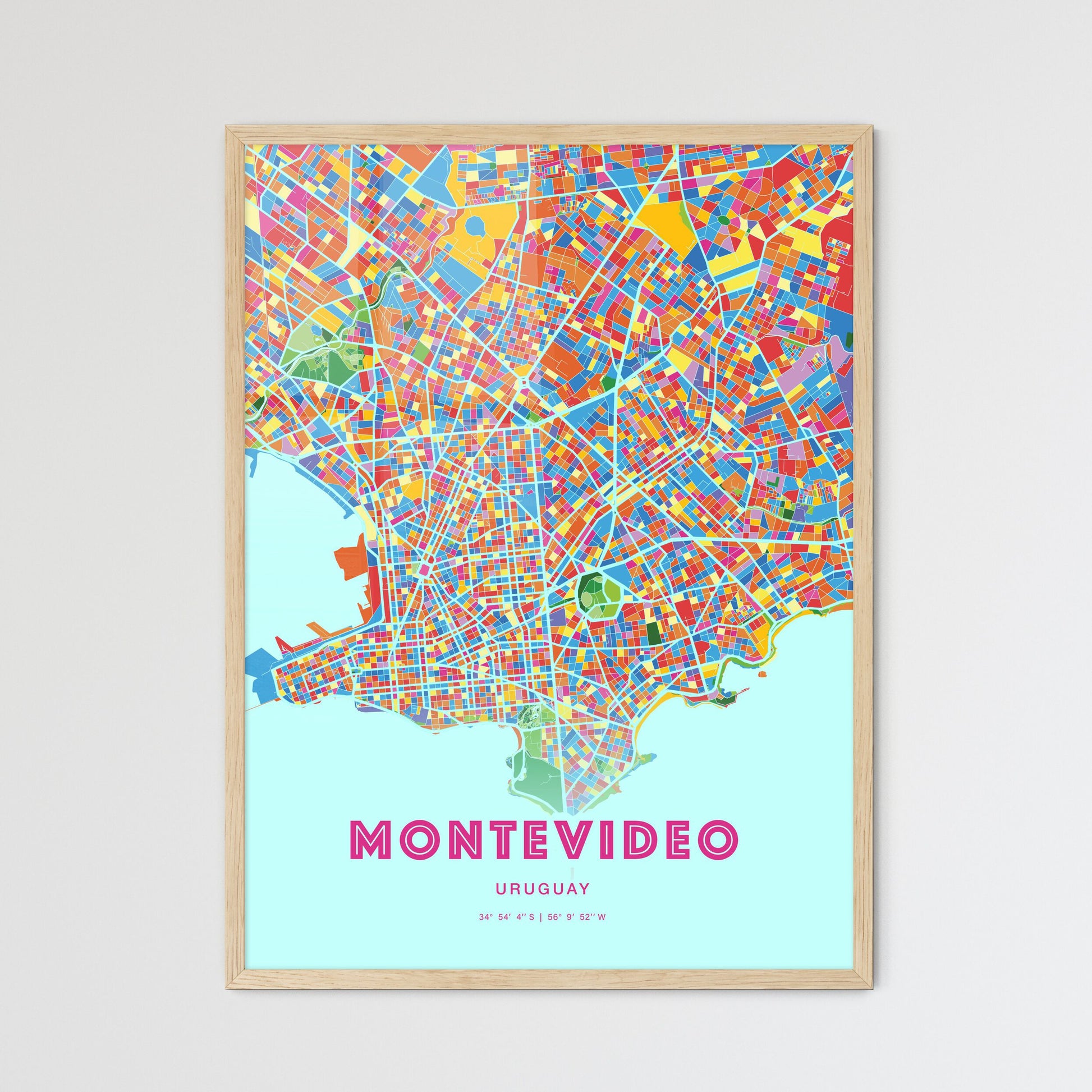 Colorful Montevideo Uruguay Fine Art Map Crazy Colors