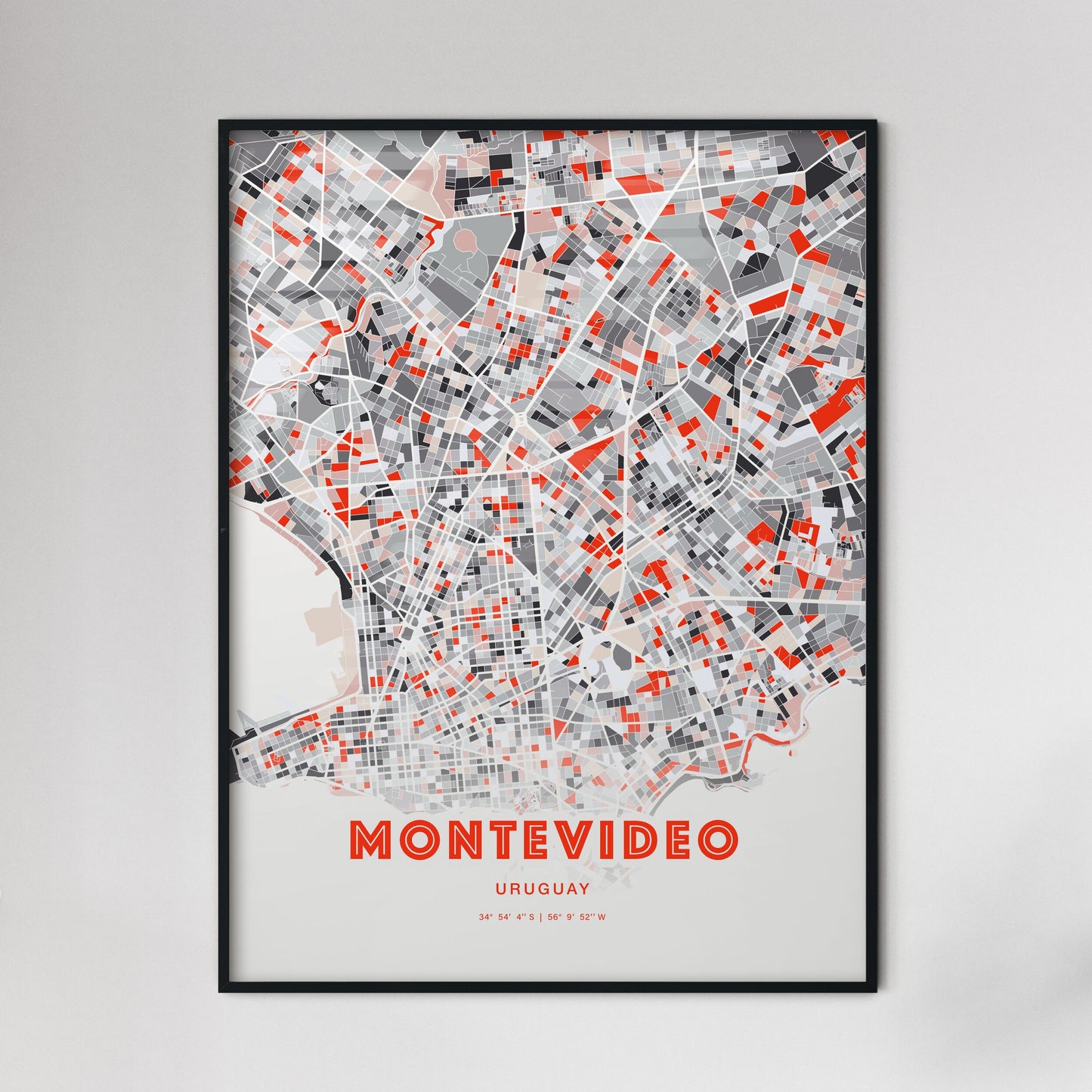 Colorful Montevideo Uruguay Fine Art Map Modern Expressive