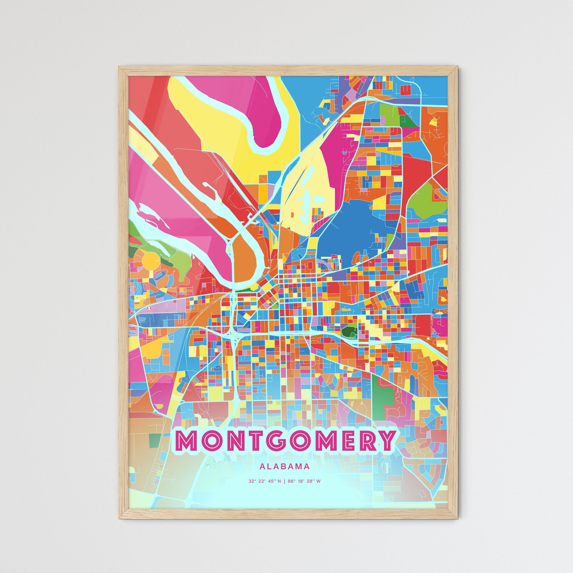 Colorful Montgomery Alabama Fine Art Map Crazy Colors