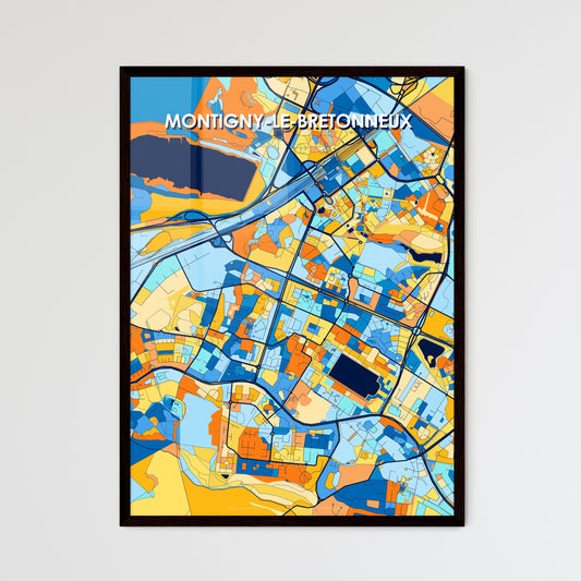 MONTIGNY-LE-BRETONNEUX FRANCE Vibrant Colorful Art Map Poster Blue Orange