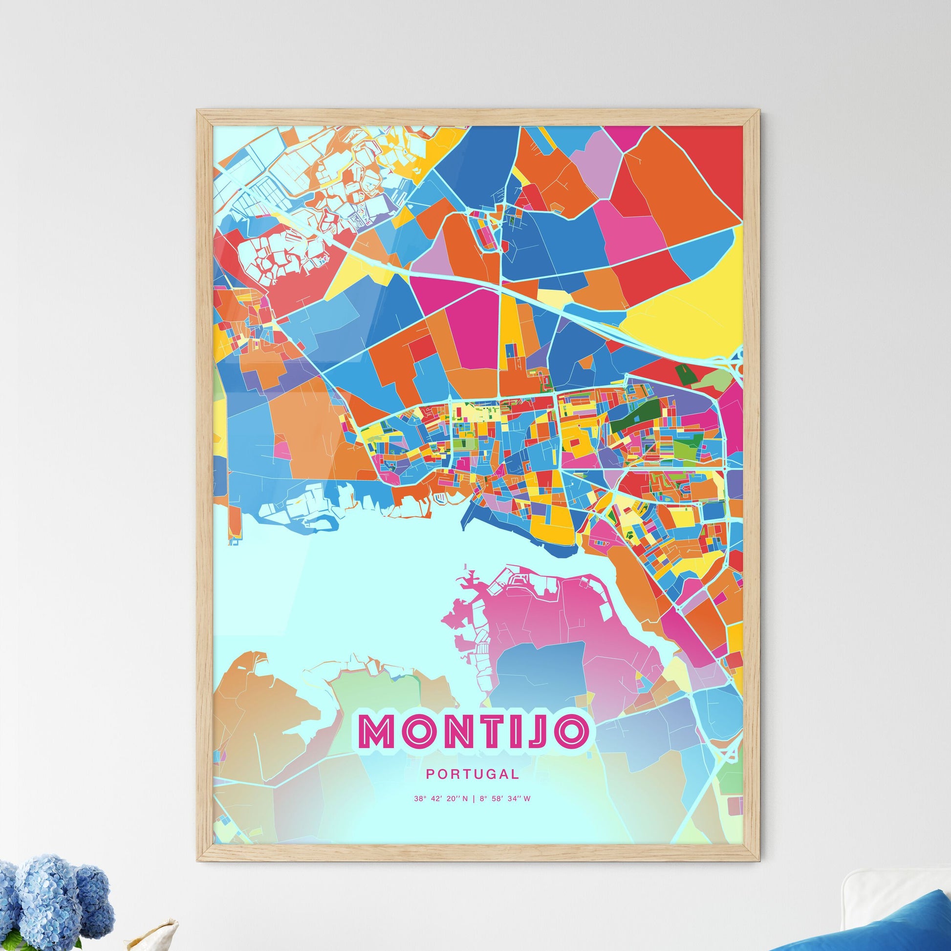 Colorful Montijo Portugal Fine Art Map Crazy Colors