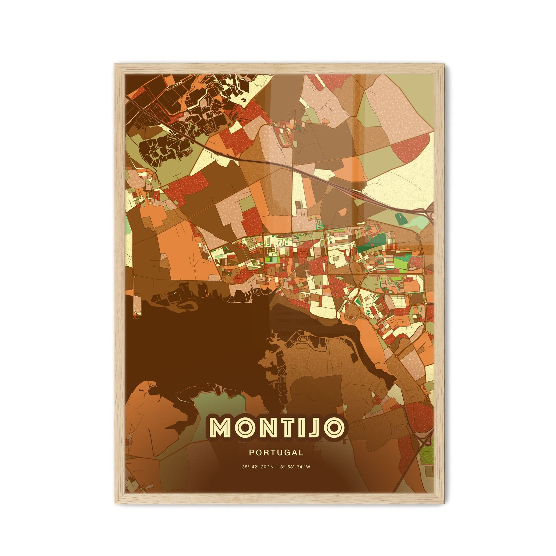Colorful Montijo Portugal Fine Art Map Farmhouse