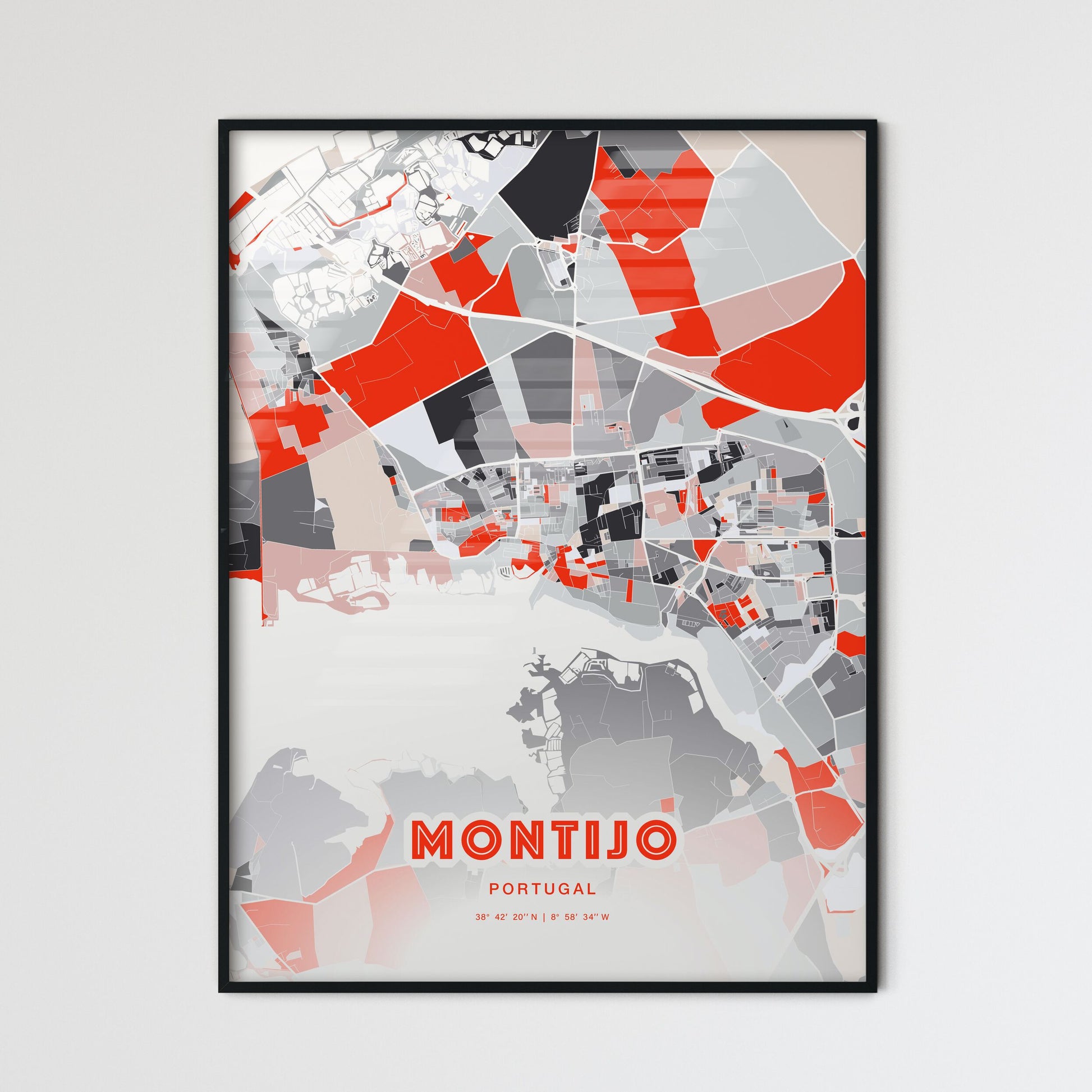 Colorful Montijo Portugal Fine Art Map Modern Expressive