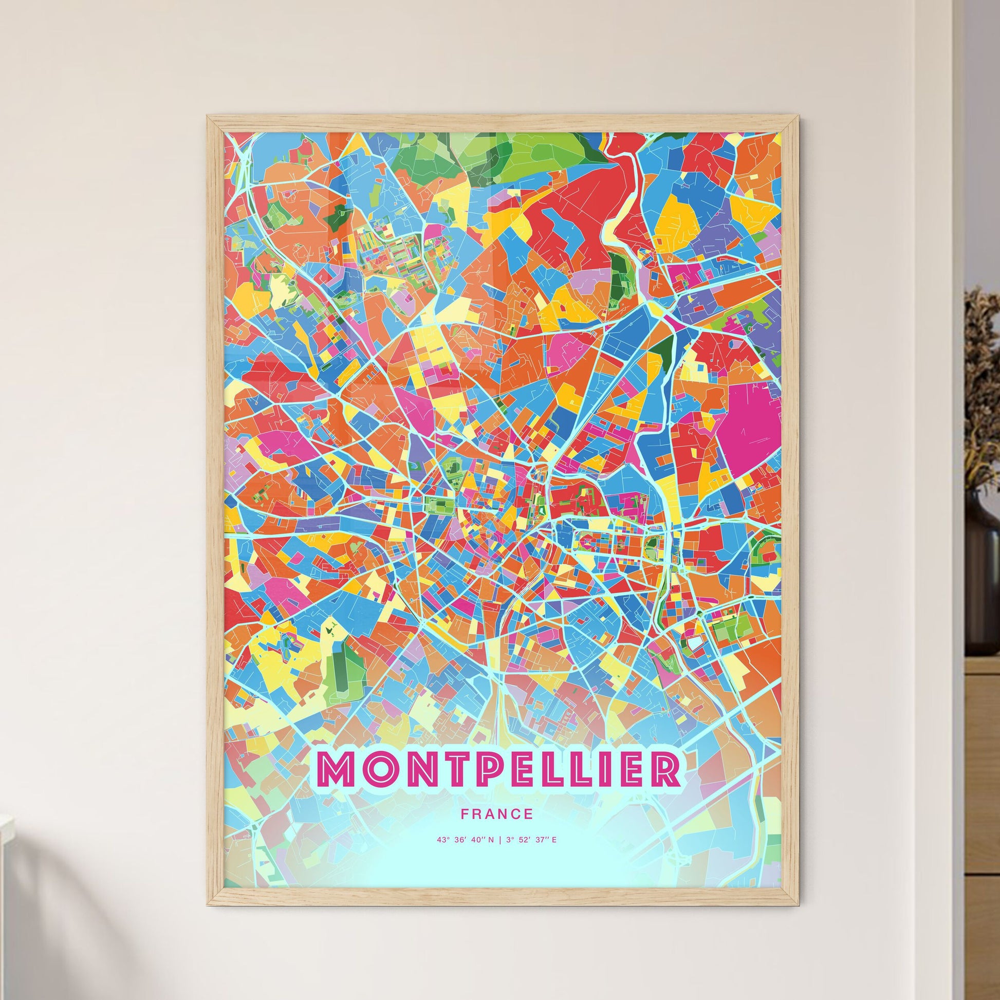 Colorful Montpellier France Fine Art Map Crazy Colors