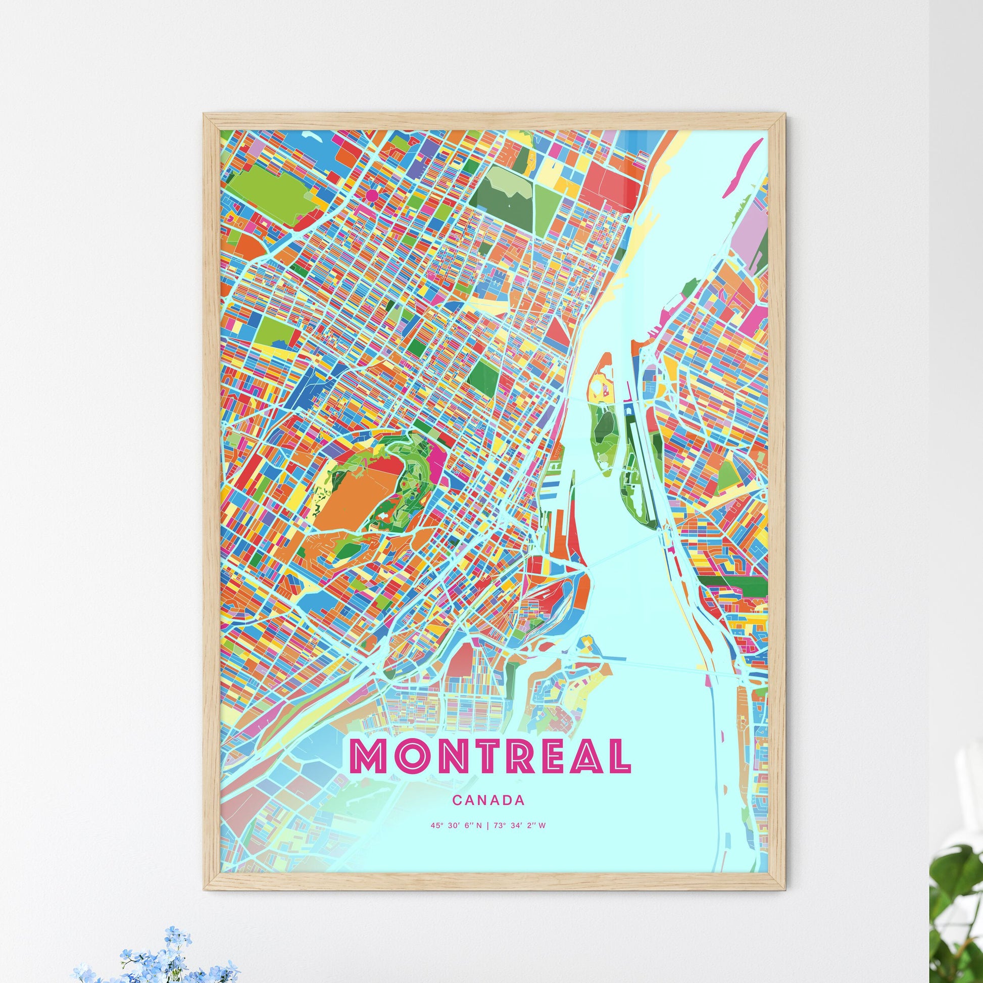 Colorful Montreal Canada Fine Art Map Crazy Colors