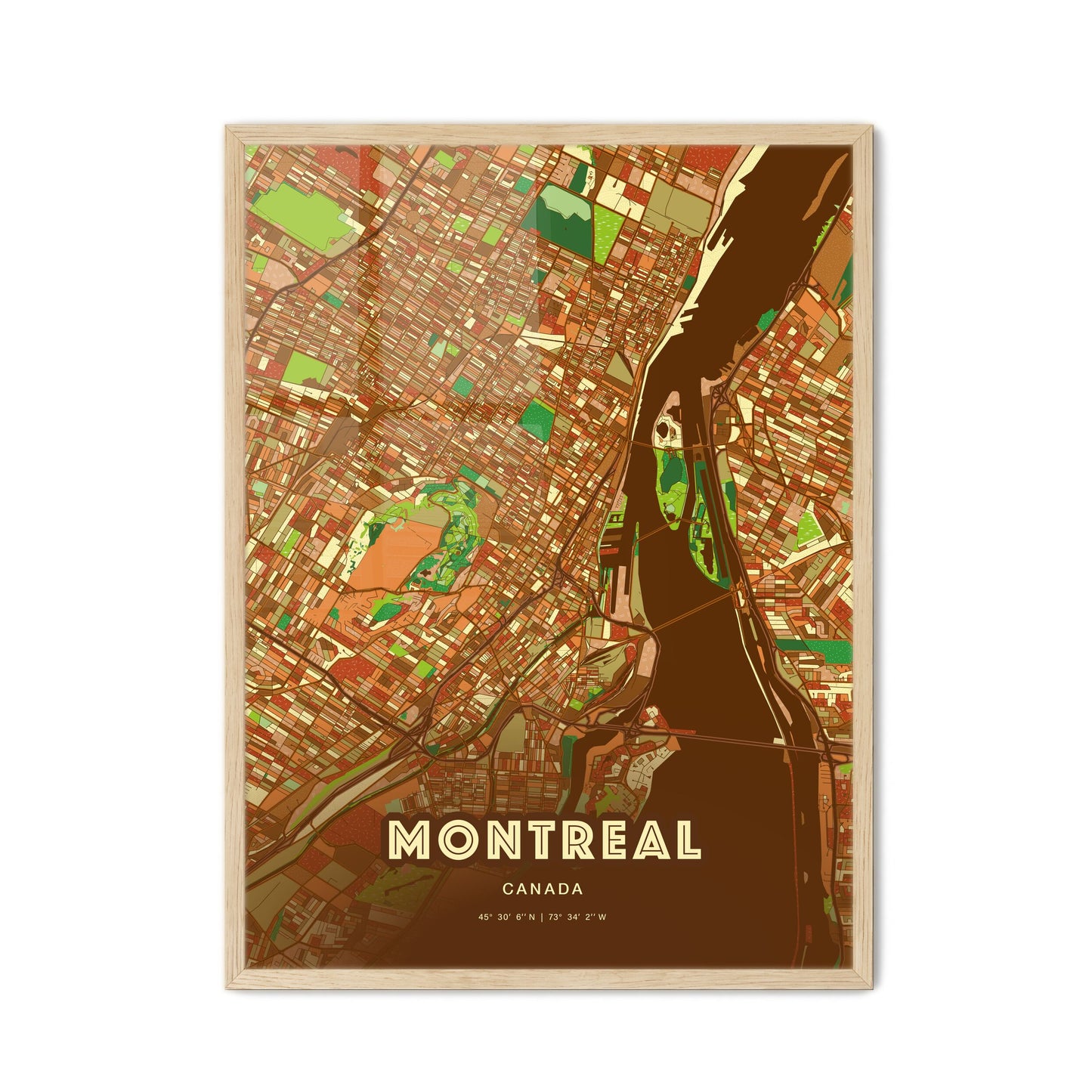 Colorful Montreal Canada Fine Art Map Farmhouse
