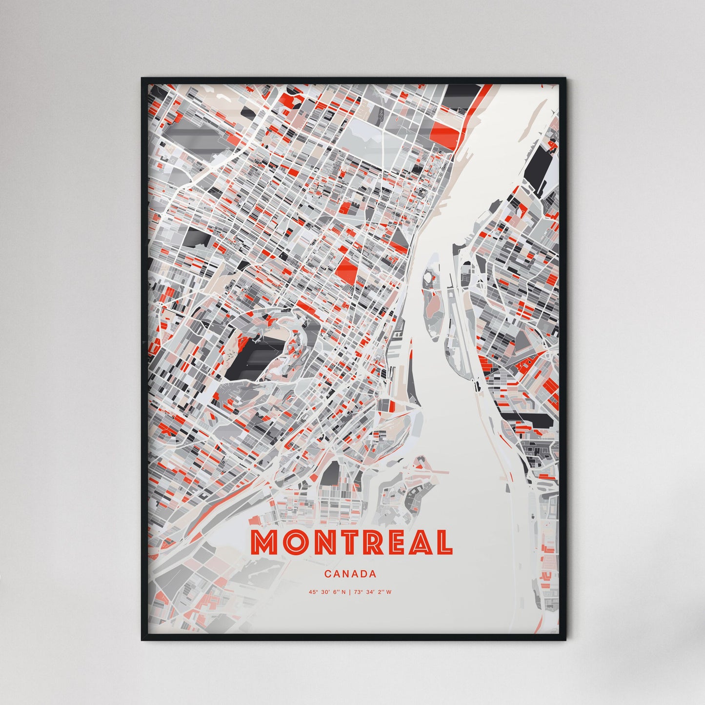 Colorful Montreal Canada Fine Art Map Modern Expressive